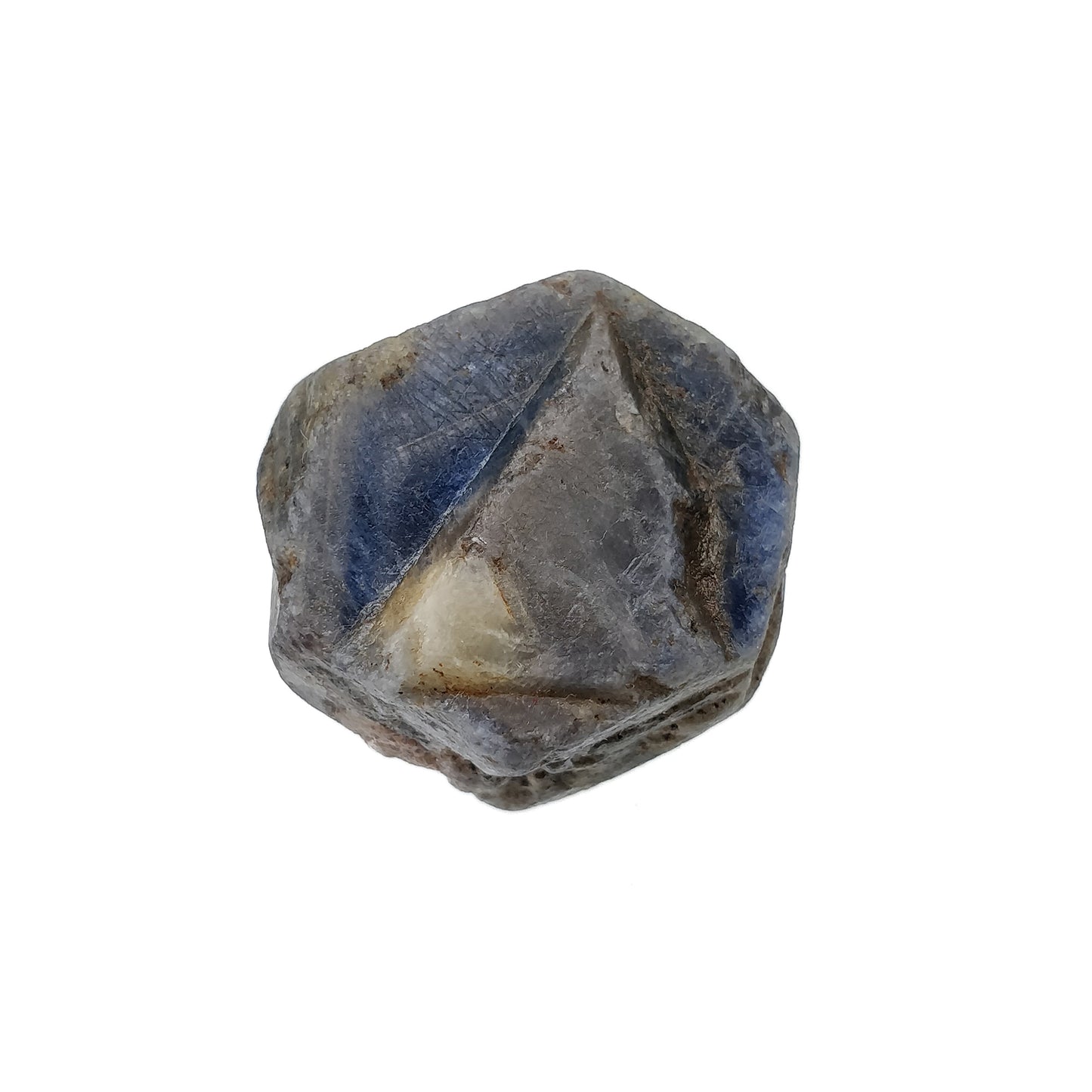 RECORD KEEPER Blue SAPPHIRE Gemstone Crystal : 179.95cts Natural Unheated Triangle Formative Sapphire Rough Specimen 28.5*25mm