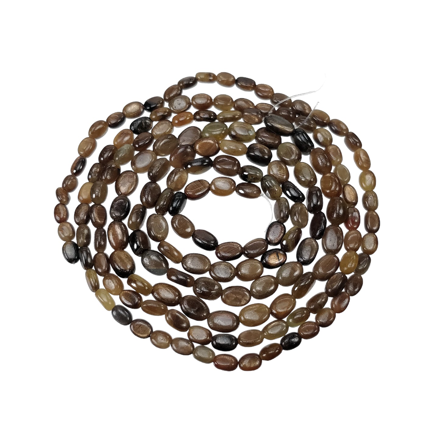 Golden Brown Chocolate Sapphire Gemstone Cabochon Loose Beads : 115.55cts Natural Unheated Oval Plain Nuggets 4*3mm - 6*5mm 33"