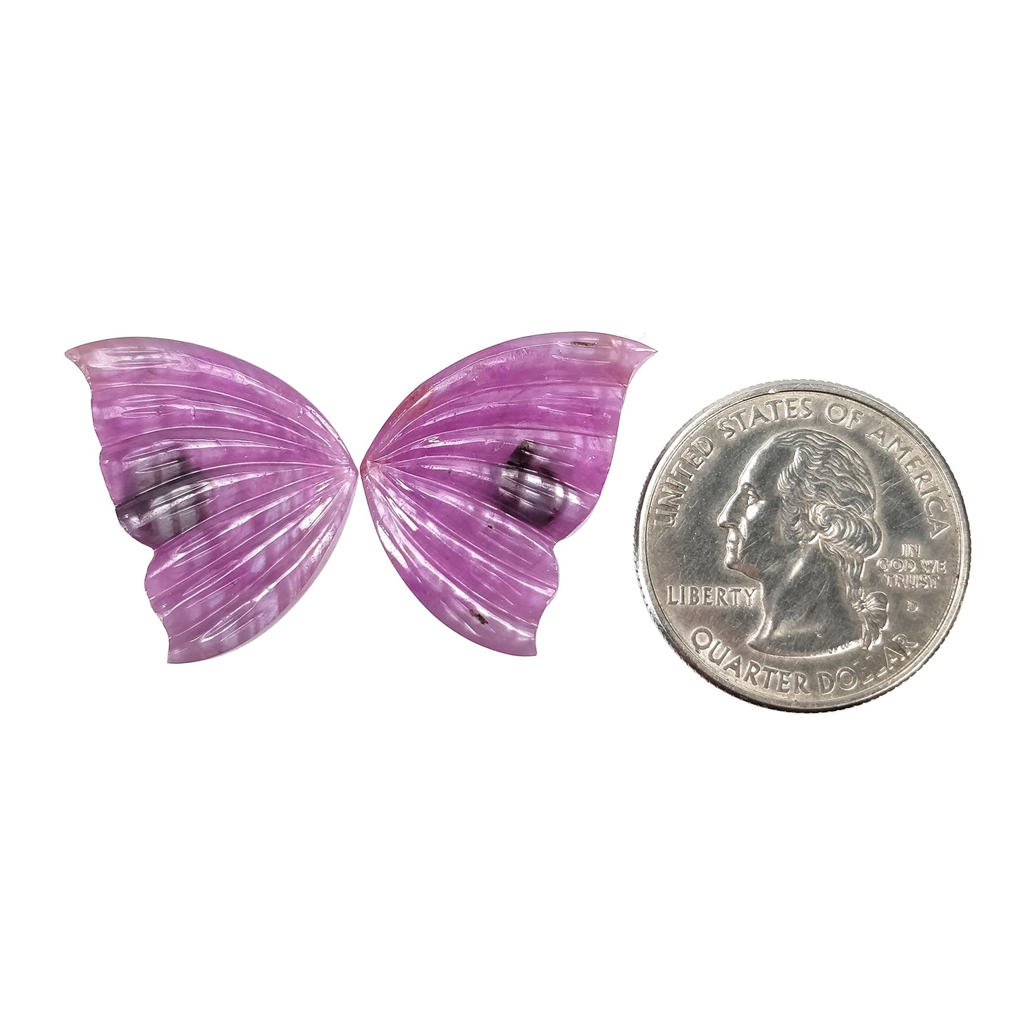 Raspberry Sheen SAPPHIRE Gemstone Carving : 29.45cts Natural Untreated Pink Sapphire Hand Carved BUTTERFLY 25*17mm Pair