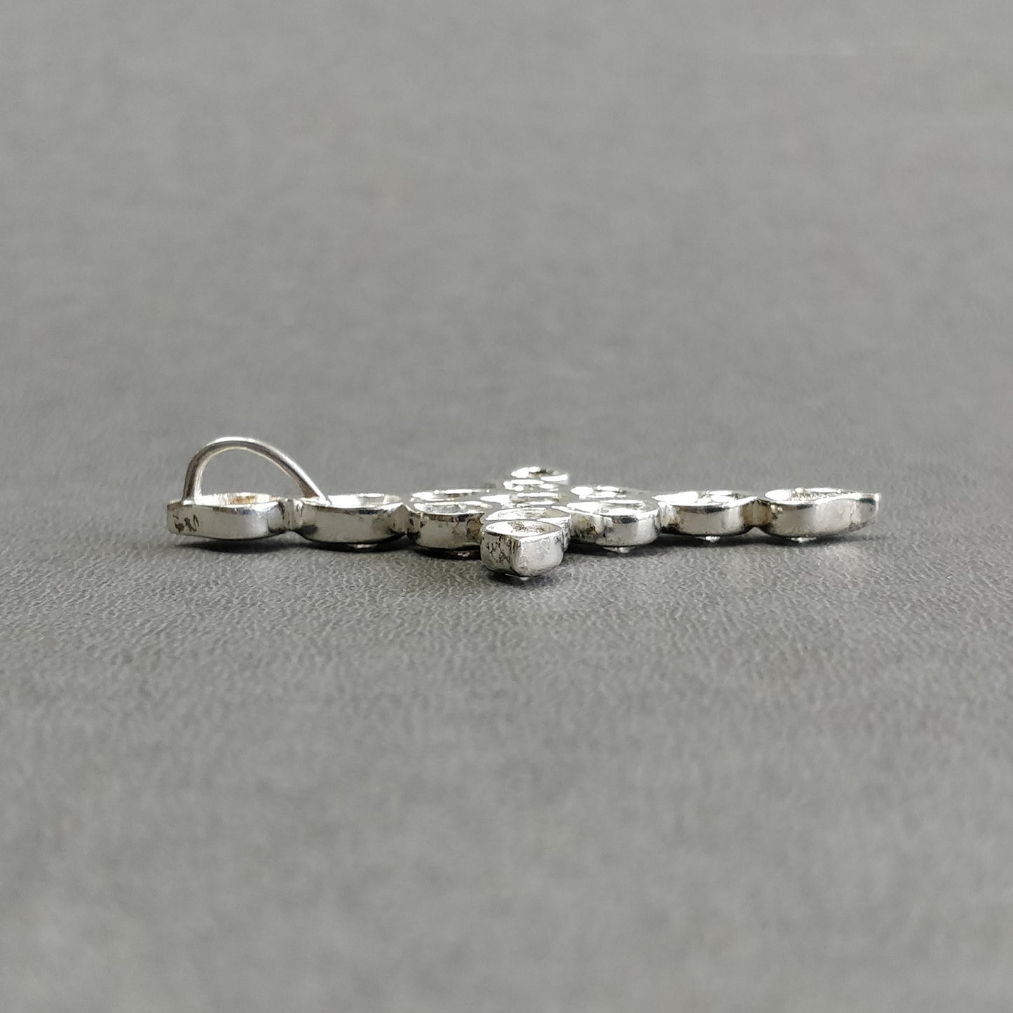 CUBIC ZIRCONIA With 925 Sterling Silver Pendant : 9.90gms Fashion Jewellry Jesus Cross Pendant 2.15" Gift For Her