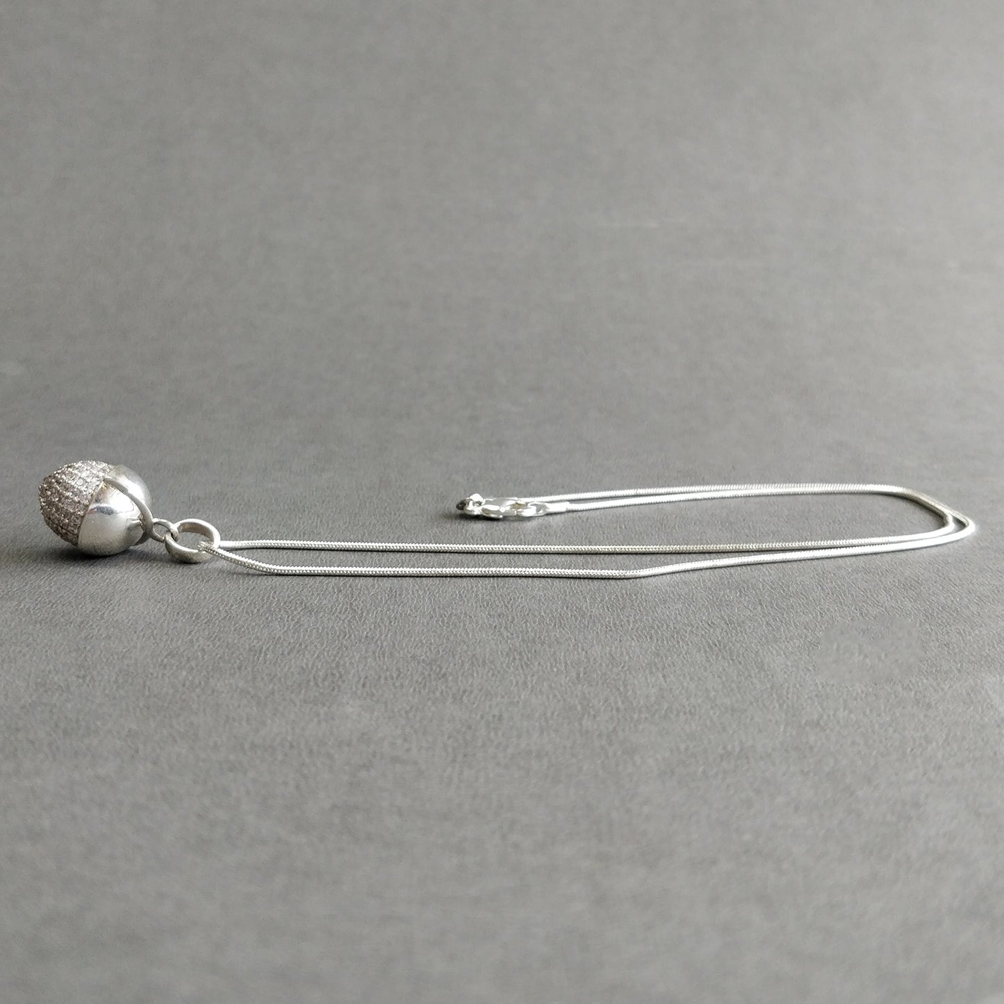 CUBIC ZIRCONIA & 925 Sterling Silver Necklace : 8.52gms(Approx) Fashion Regular Medium Bullet Pendant With Necklace 18.5" Gift For Her