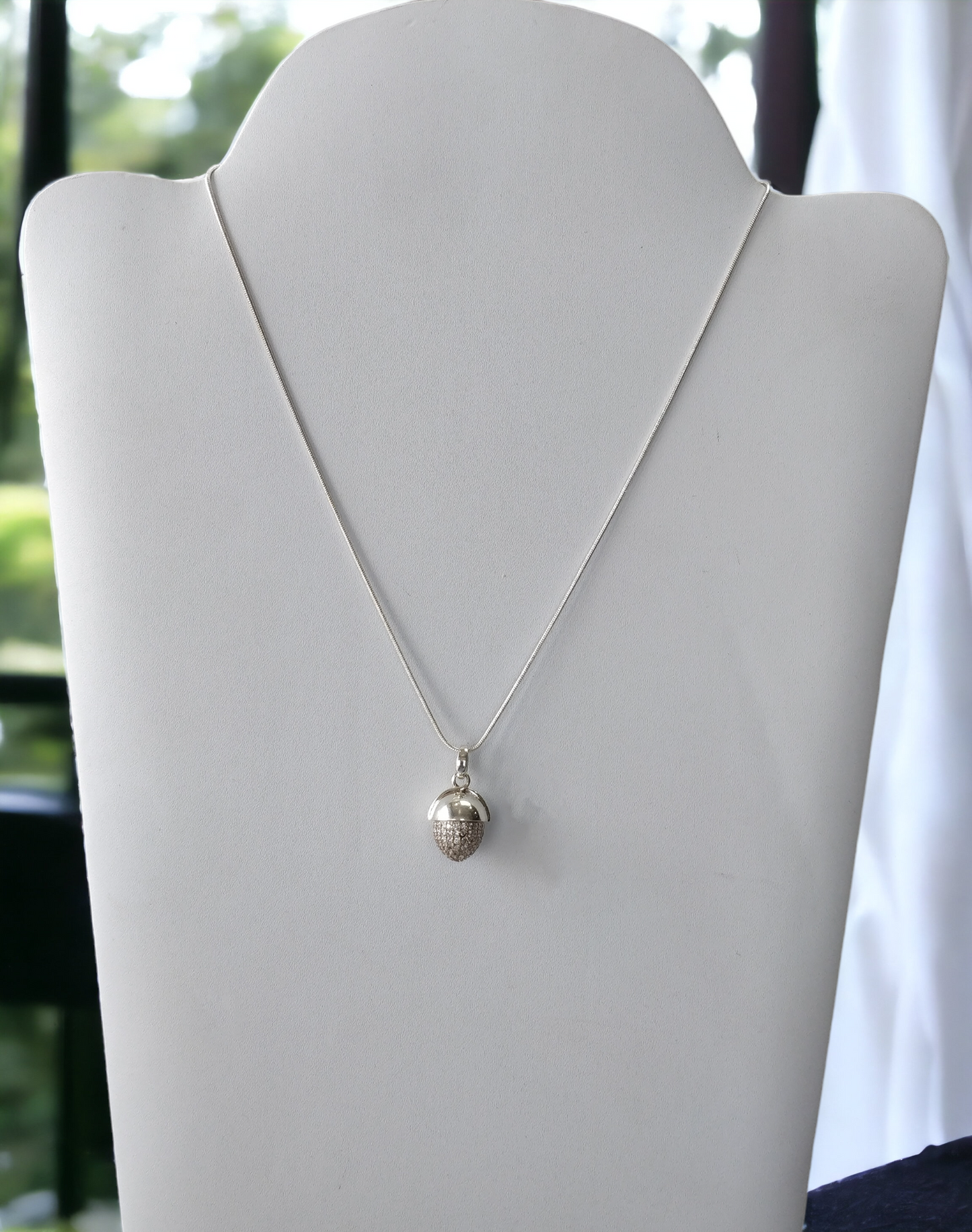 CUBIC ZIRCONIA & 925 Sterling Silver Necklace : 8.52gms(Approx) Fashion Regular Medium Bullet Pendant With Necklace 18.5" Gift For Her