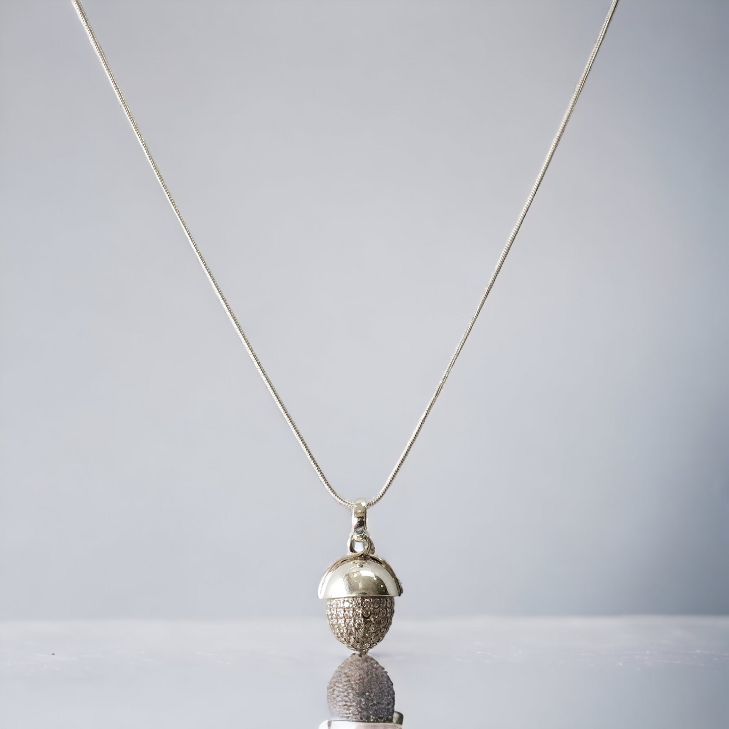 CUBIC ZIRCONIA & 925 Sterling Silver Necklace : 8.52gms(Approx) Fashion Regular Medium Bullet Pendant With Necklace 18.5" Gift For Her