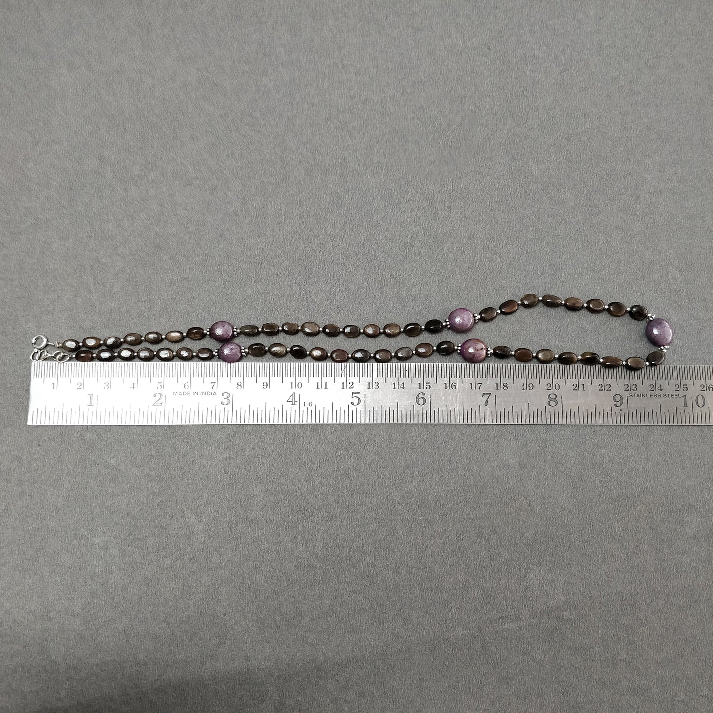 Chocolate Sapphire & Star Ruby Gemstone Necklace : 111.25cts Natural Untreated Oval Shape With 925 Sterling Silver 6*5mm - 11*10mm 18.75"