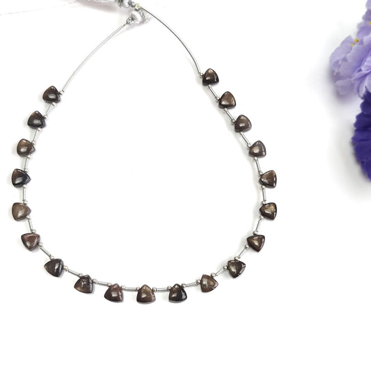 Golden Brown Chocolate Sapphire Gemstone Cabochon Loose Beads : 28.00cts Natural Unheated Triangle Plain Nuggets 6mm