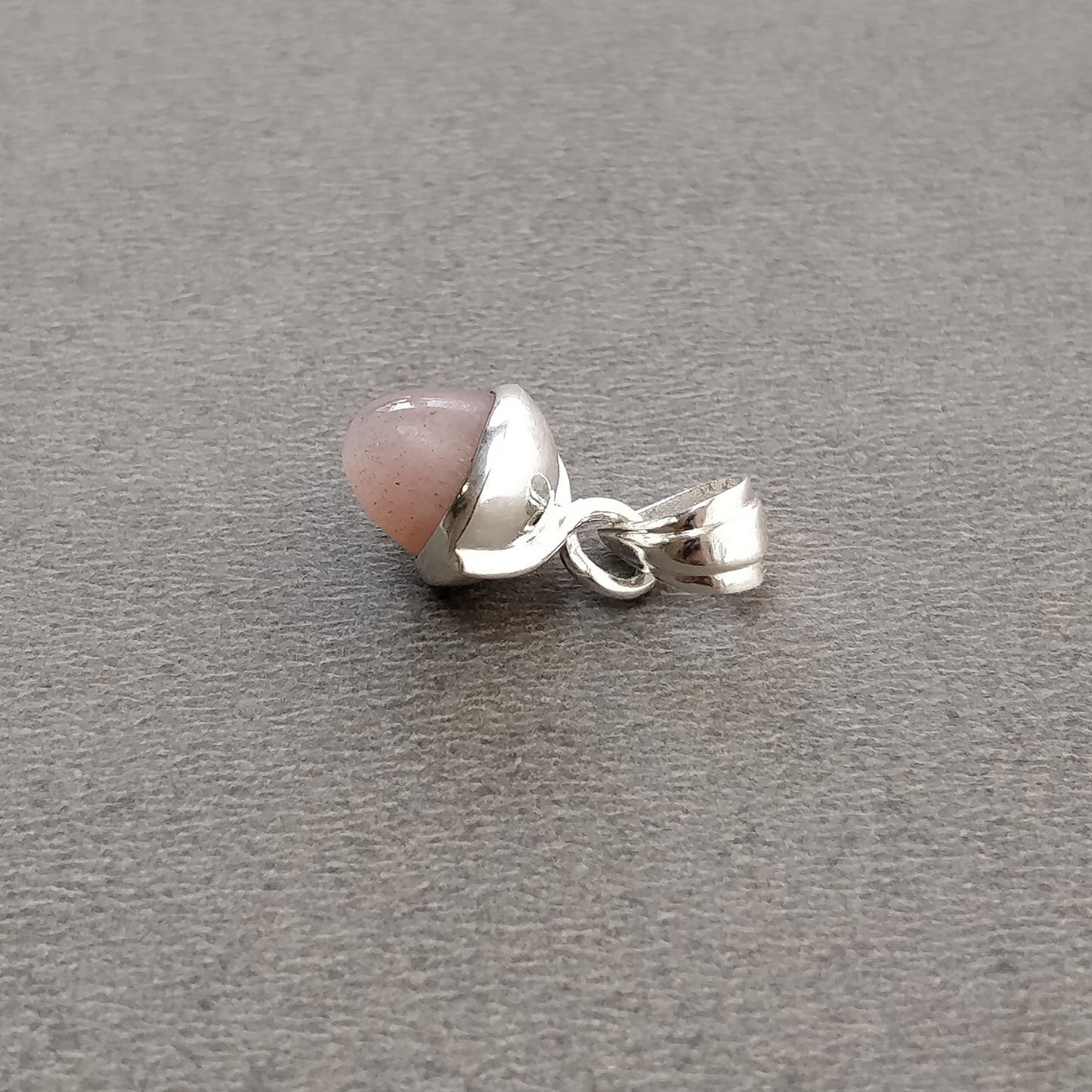 Peach Moonstone Gemstone 925 Sterling Silver Pendant : 2.02gms(Approx) Fashion Mini Size Bullet Pendant With Normal Loop 0.8" Gift For Her