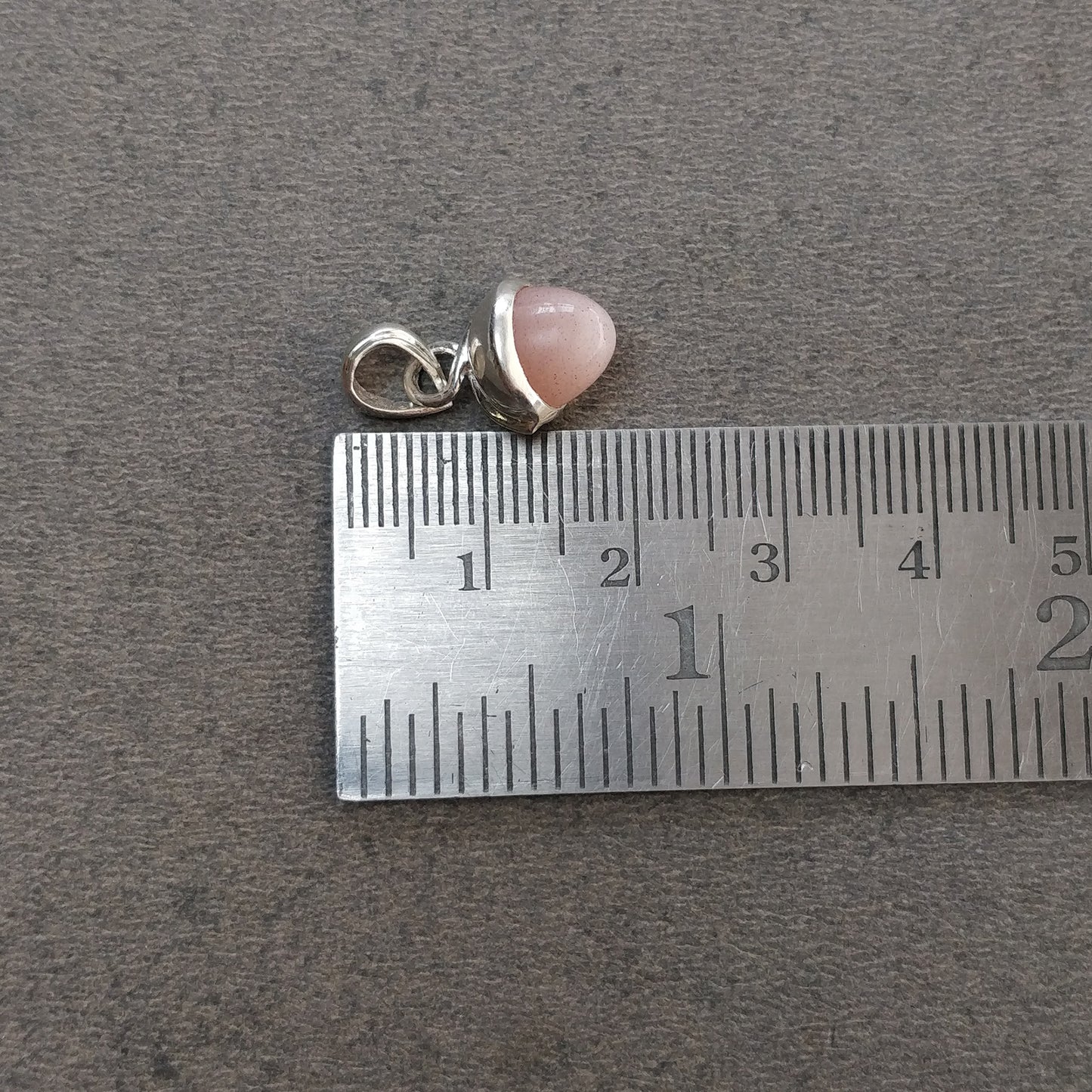 Peach Moonstone Gemstone 925 Sterling Silver Pendant : 2.02gms(Approx) Fashion Mini Size Bullet Pendant With Normal Loop 0.8" Gift For Her