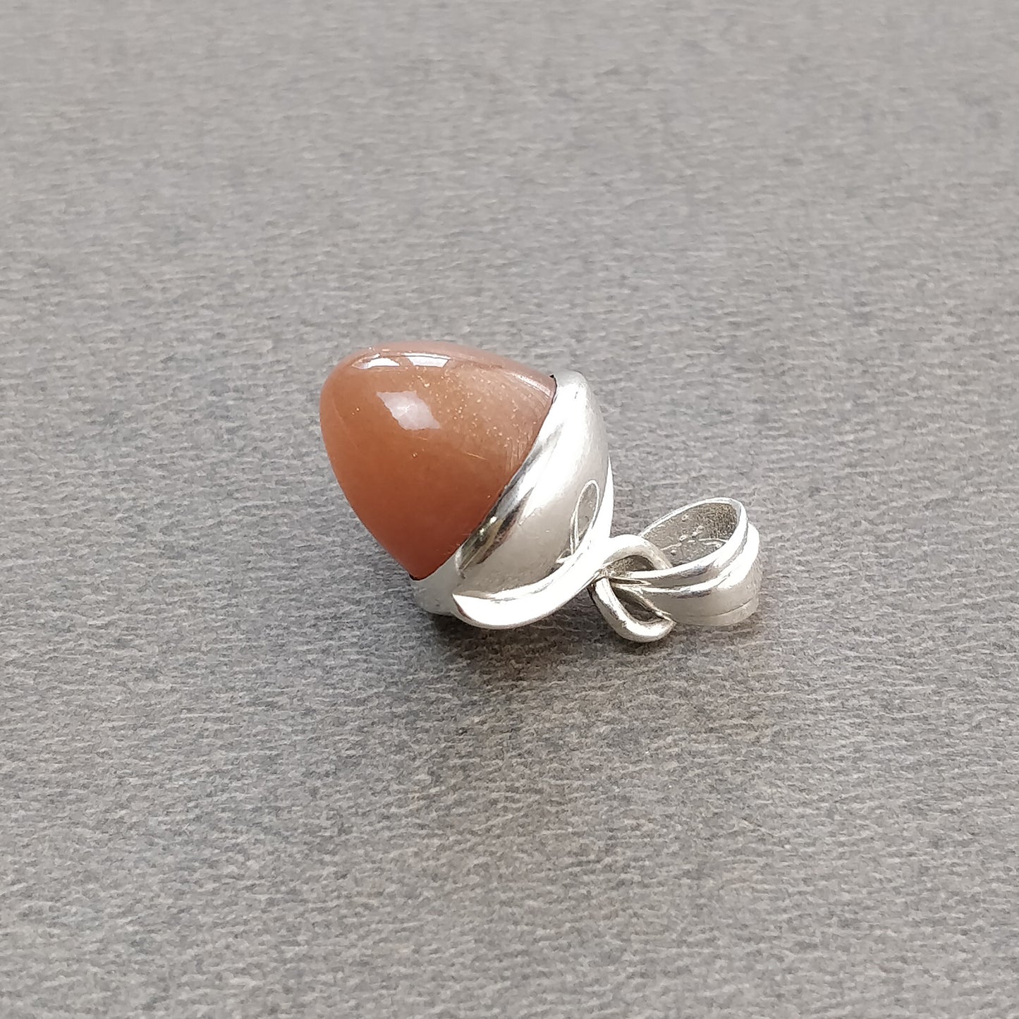 Peach Moonstone Gemstone 925 Sterling Silver Pendant : 3.95gms(Approx) Fashion Regular Size Bullet Pendant With Normal Loop 1" Gift For Her