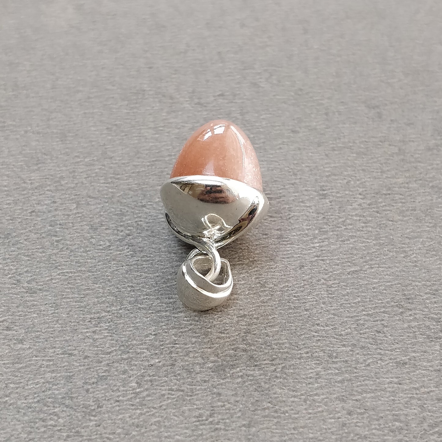 Peach Moonstone Gemstone 925 Sterling Silver Pendant : 3.95gms(Approx) Fashion Regular Size Bullet Pendant With Normal Loop 1" Gift For Her