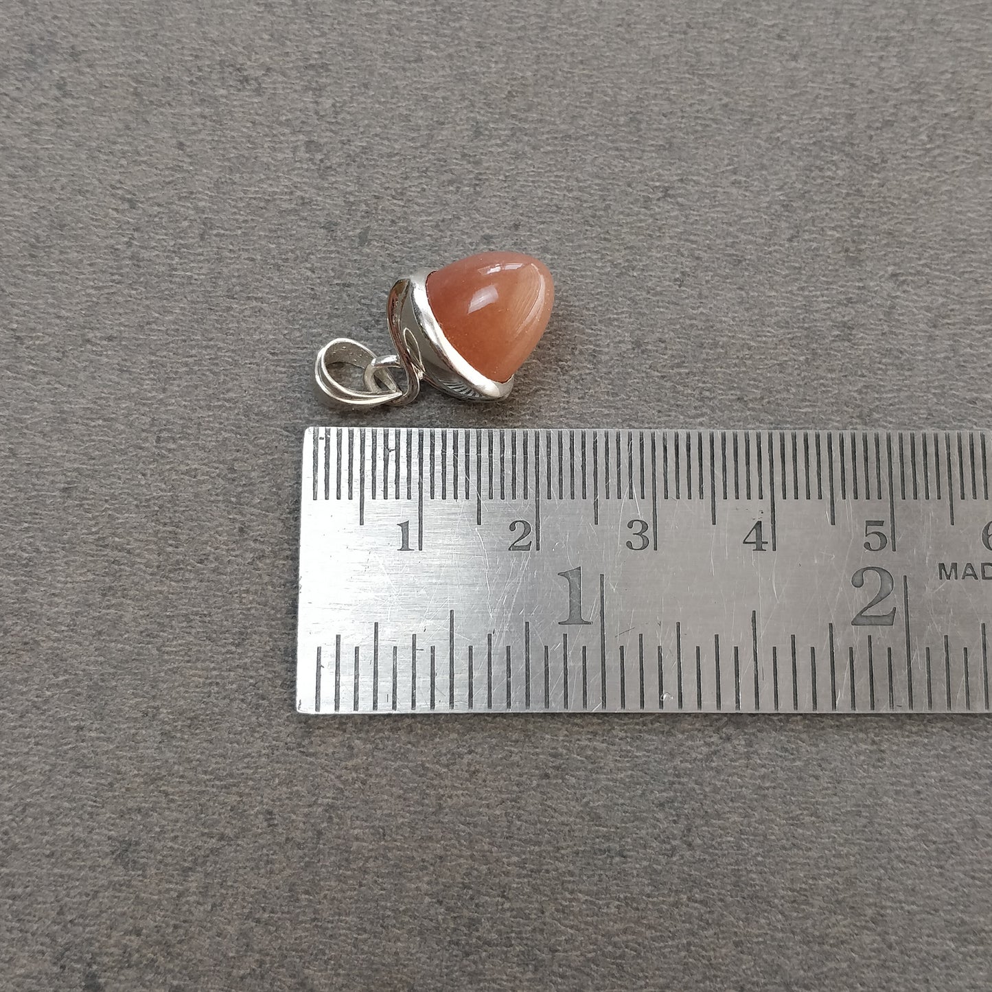 Peach Moonstone Gemstone 925 Sterling Silver Pendant : 3.95gms(Approx) Fashion Regular Size Bullet Pendant With Normal Loop 1" Gift For Her