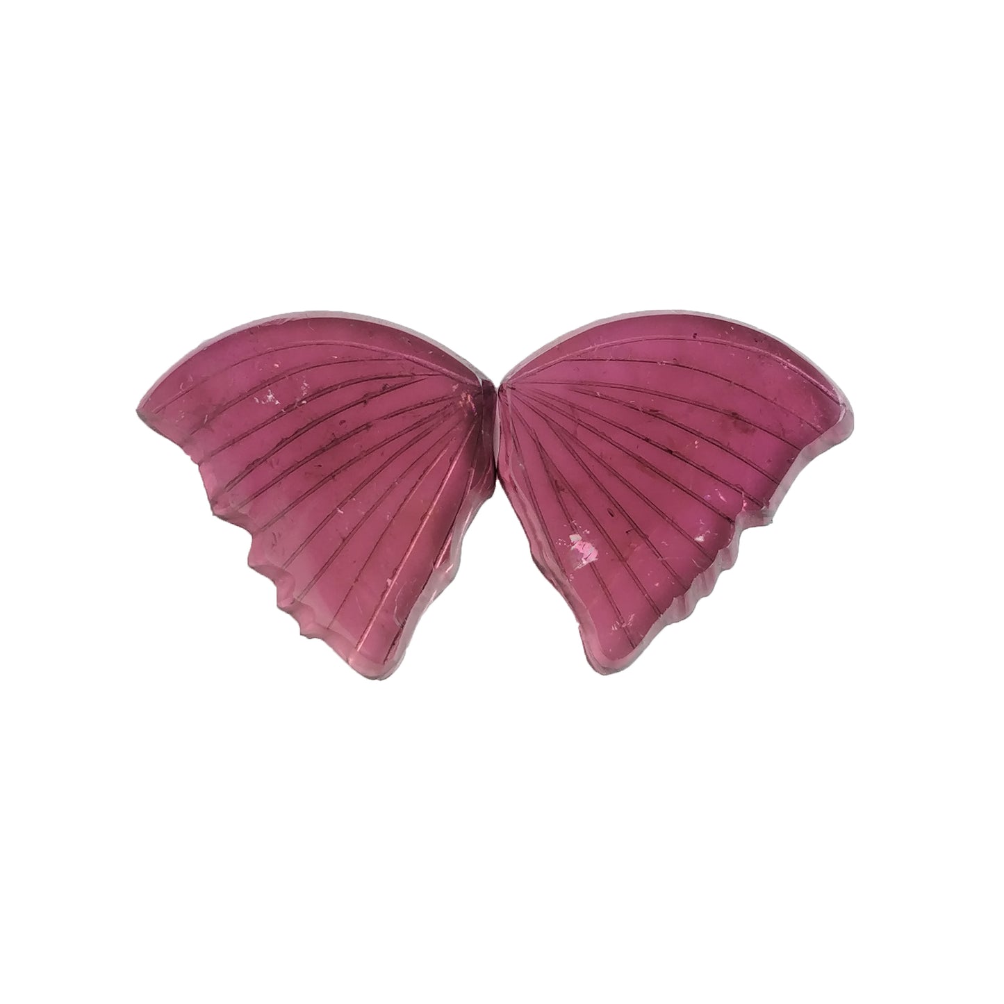 RUBELLITE TOURMALINE Gemstone Carving : 33.10cts Natural Untreated Watermelon Tourmaline Hand Carved BUTTERFLY 28*22mm Pair