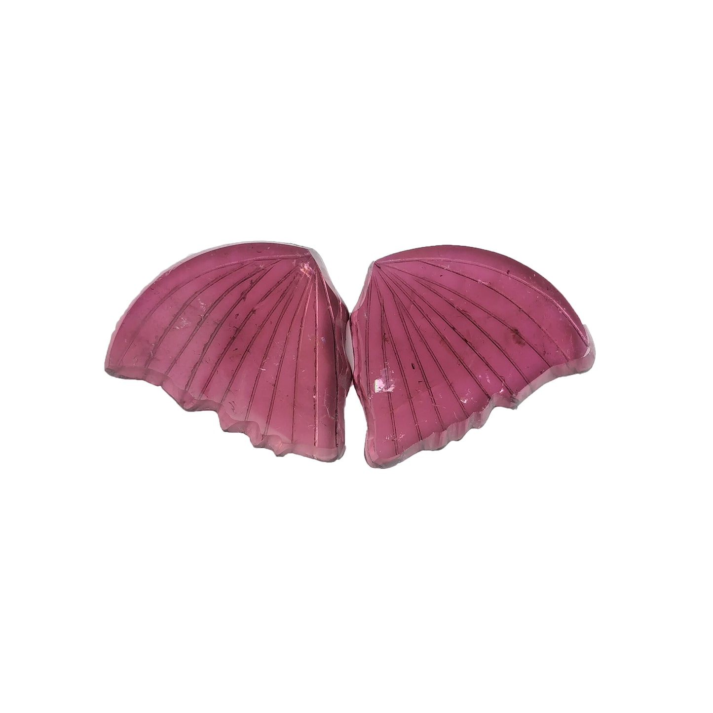 RUBELLITE TOURMALINE Gemstone Carving : 33.10cts Natural Untreated Watermelon Tourmaline Hand Carved BUTTERFLY 28*22mm Pair