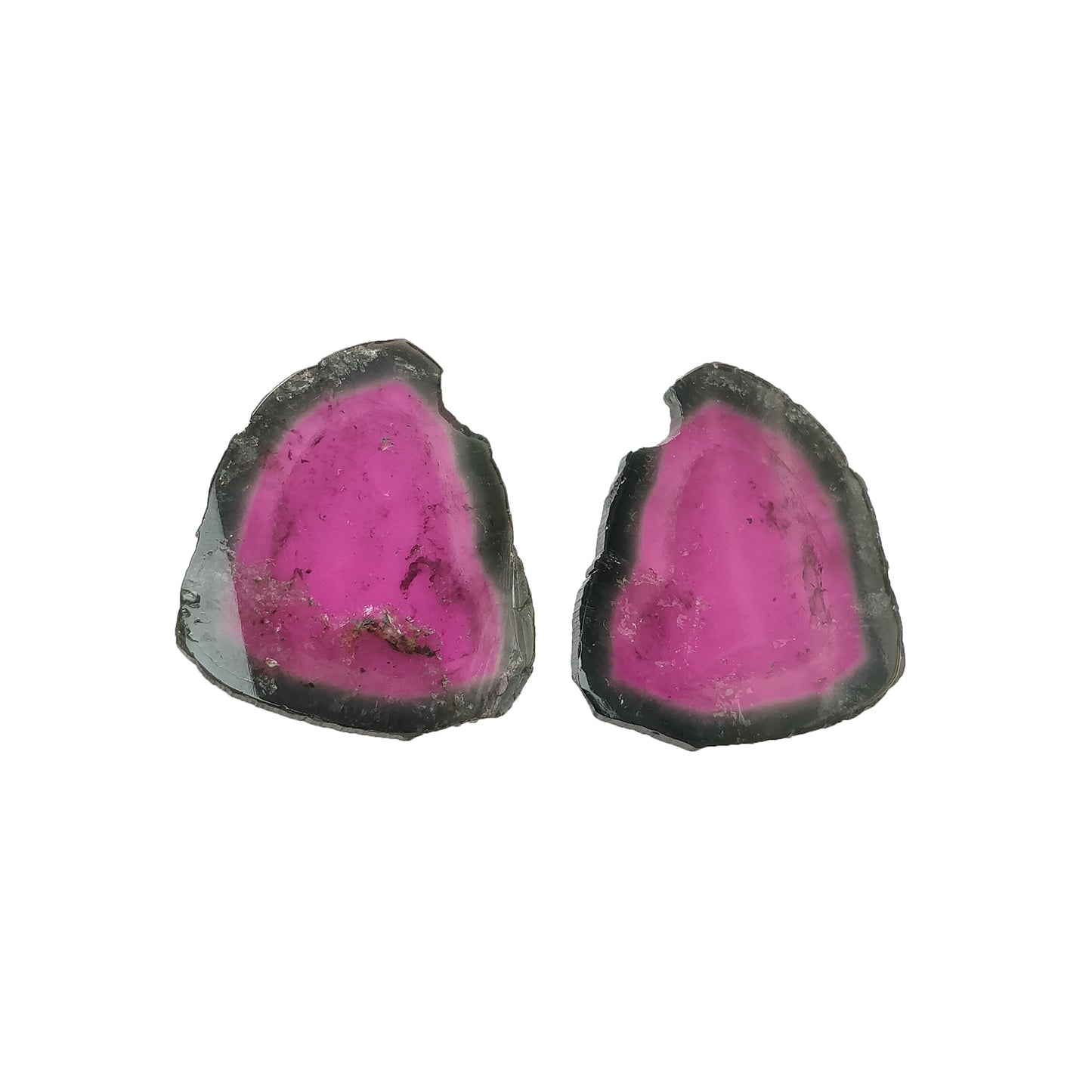 Watermelon TOURMALINE Gemstone Flat Slices : 90.40cts Natural Untreated Tourmaline Uneven Shape 40*35mm Pair