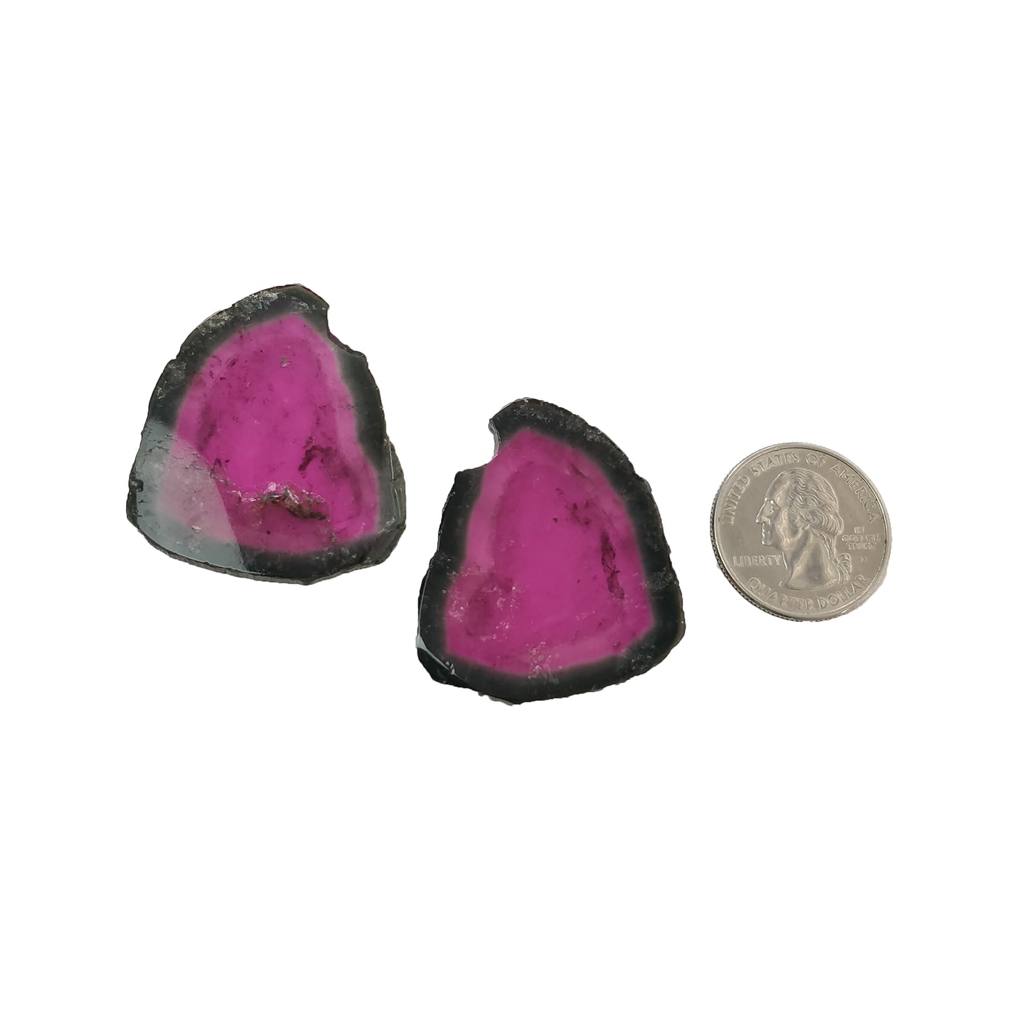 Watermelon TOURMALINE Gemstone Flat Slices : 90.40cts Natural Untreated Tourmaline Uneven Shape 40*35mm Pair