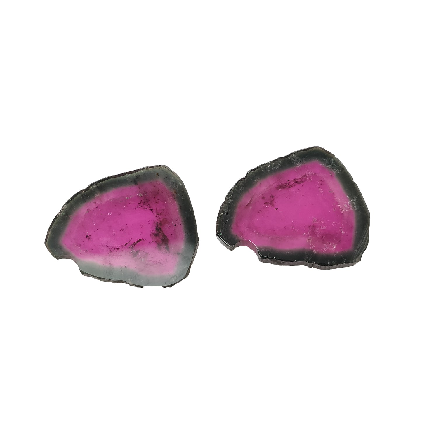 Watermelon TOURMALINE Gemstone Flat Slices : 90.40cts Natural Untreated Tourmaline Uneven Shape 40*35mm Pair
