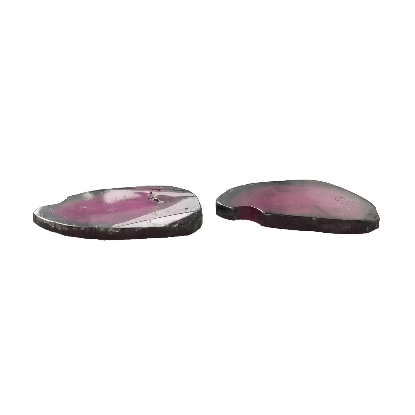 Watermelon TOURMALINE Gemstone Flat Slices : 90.40cts Natural Untreated Tourmaline Uneven Shape 40*35mm Pair