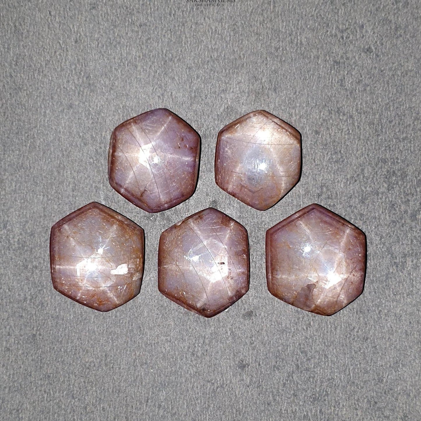Milky Star Ruby Gemstone Cabochon : 88.00cts Natural Untreated Unheated 6Ray Star Ruby Hexagon Shape 19.5*16.5mm - 22*19mm 5pcs