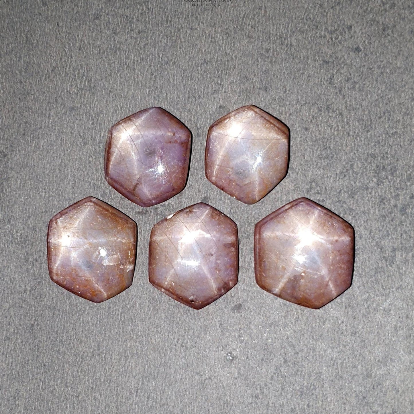 Milky Star Ruby Gemstone Cabochon : 88.00cts Natural Untreated Unheated 6Ray Star Ruby Hexagon Shape 19.5*16.5mm - 22*19mm 5pcs