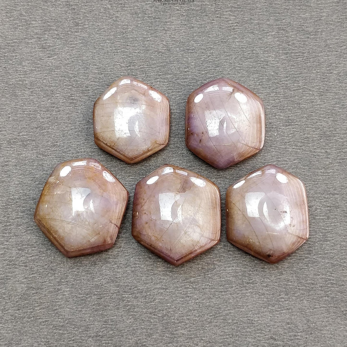 Milky Star Ruby Gemstone Cabochon : 88.00cts Natural Untreated Unheated 6Ray Star Ruby Hexagon Shape 19.5*16.5mm - 22*19mm 5pcs