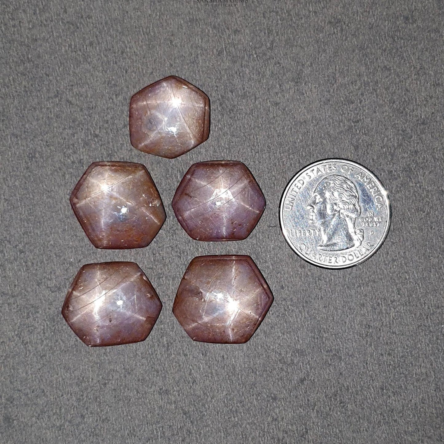 Milky Star Ruby Gemstone Cabochon : 88.00cts Natural Untreated Unheated 6Ray Star Ruby Hexagon Shape 19.5*16.5mm - 22*19mm 5pcs