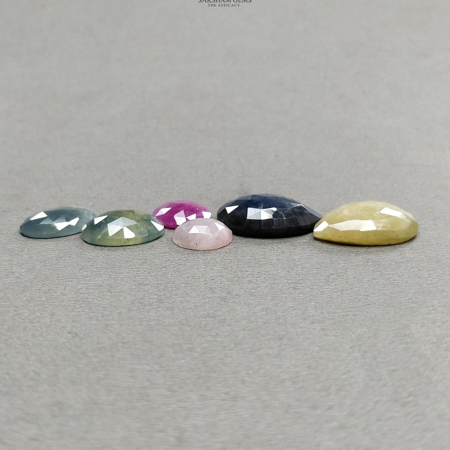 MULTI SAPPHIRE Gemstone Rose Cut : 52.10cts Natural Untreated Unheated Sapphire Multi Color Pear Oval Round Shape 11mm - 20*15.5mm 6pcs