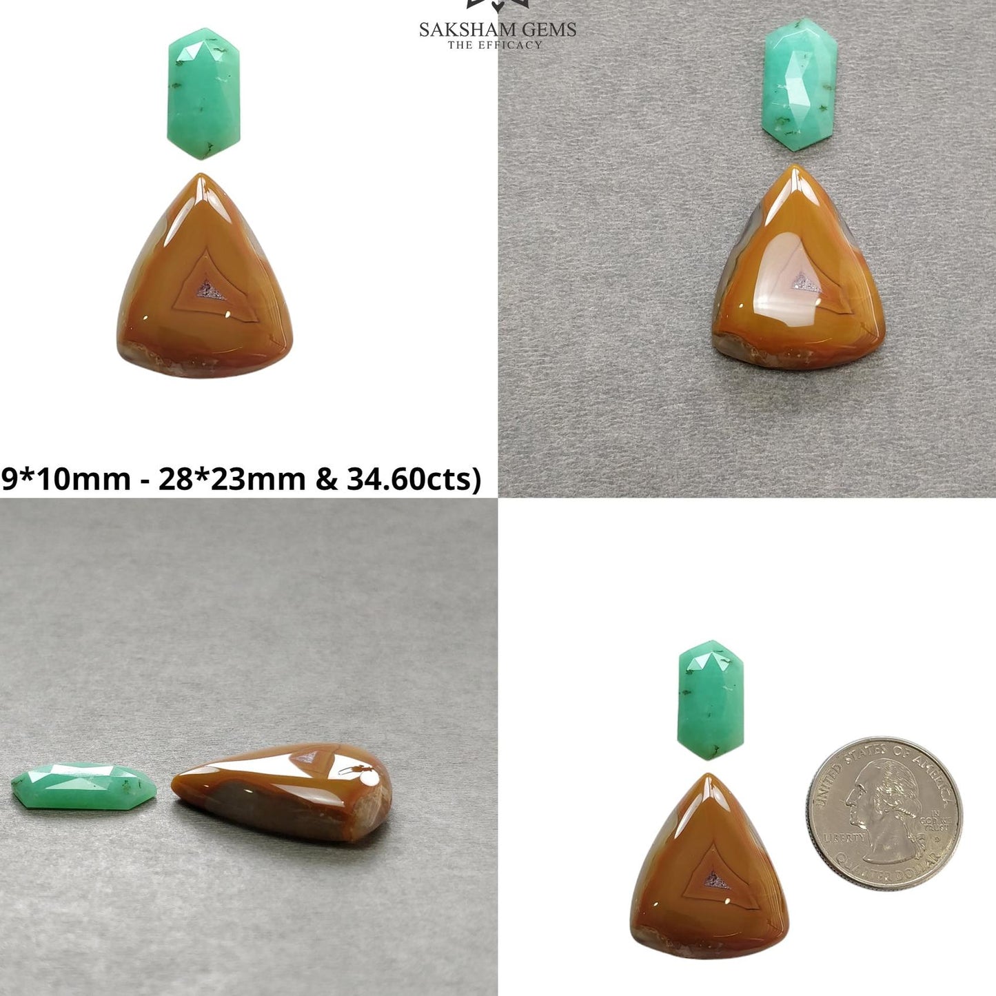 Botswana Agate Chrysoprase Peach Moonstone & Labradorite Gemstone Cabochon Rose Cut Natural Multi Shapes 2pcs Sets