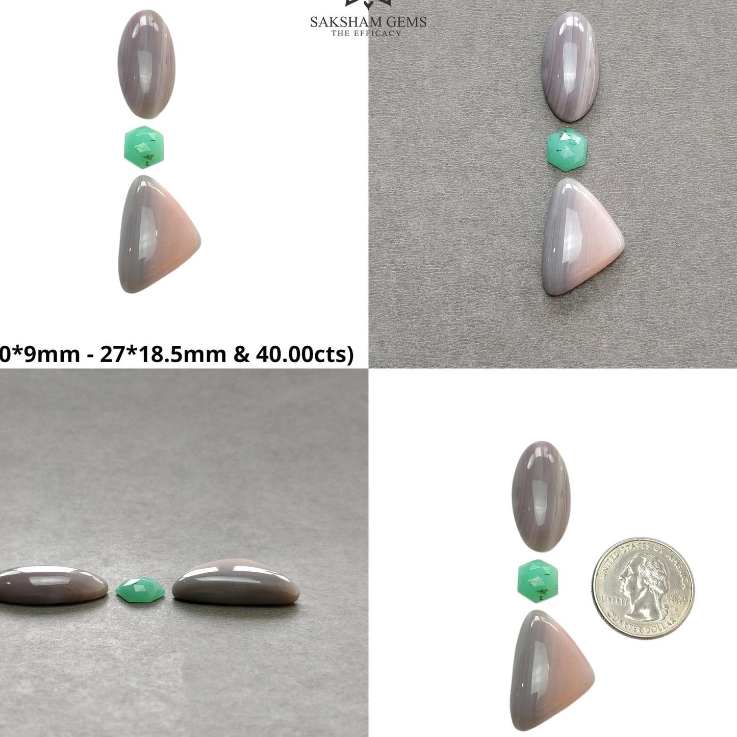 Botswana Agate Chrysoprase Peach Moonstone & Labradorite Gemstone Cabochon Rose Cut Natural Multi Shapes 2/3pcs Sets