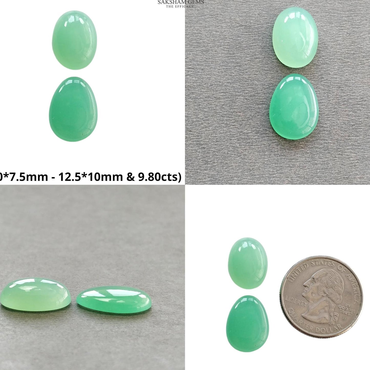 GREEN CHRYSOPRASE Gemstone Cabochon : Natural Untreated Unheated Chrysoprase Oval Egg Shape Set