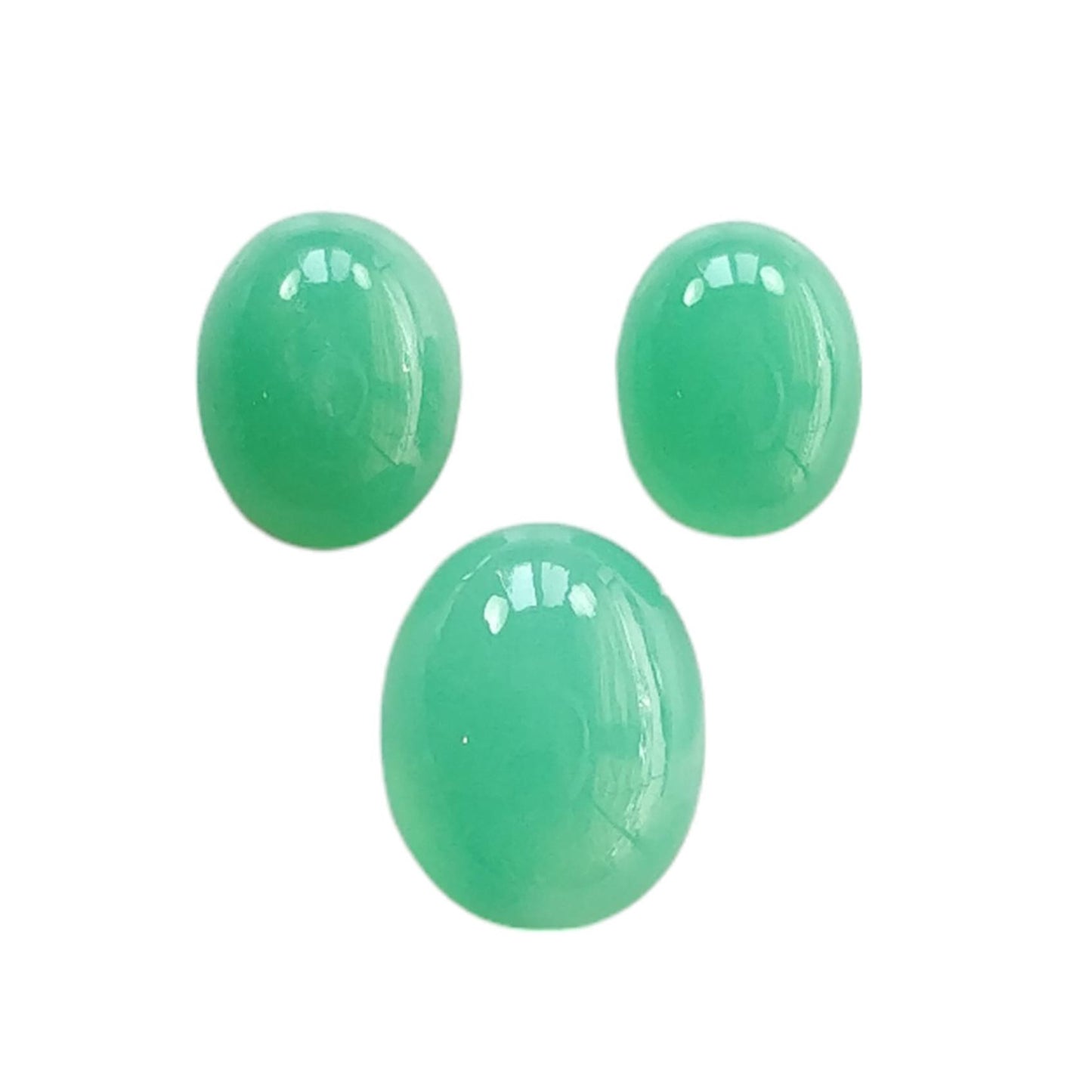 GREEN CHRYSOPRASE Gemstone Cabochon : Natural Untreated Unheated Chrysoprase Oval Egg Shape Set