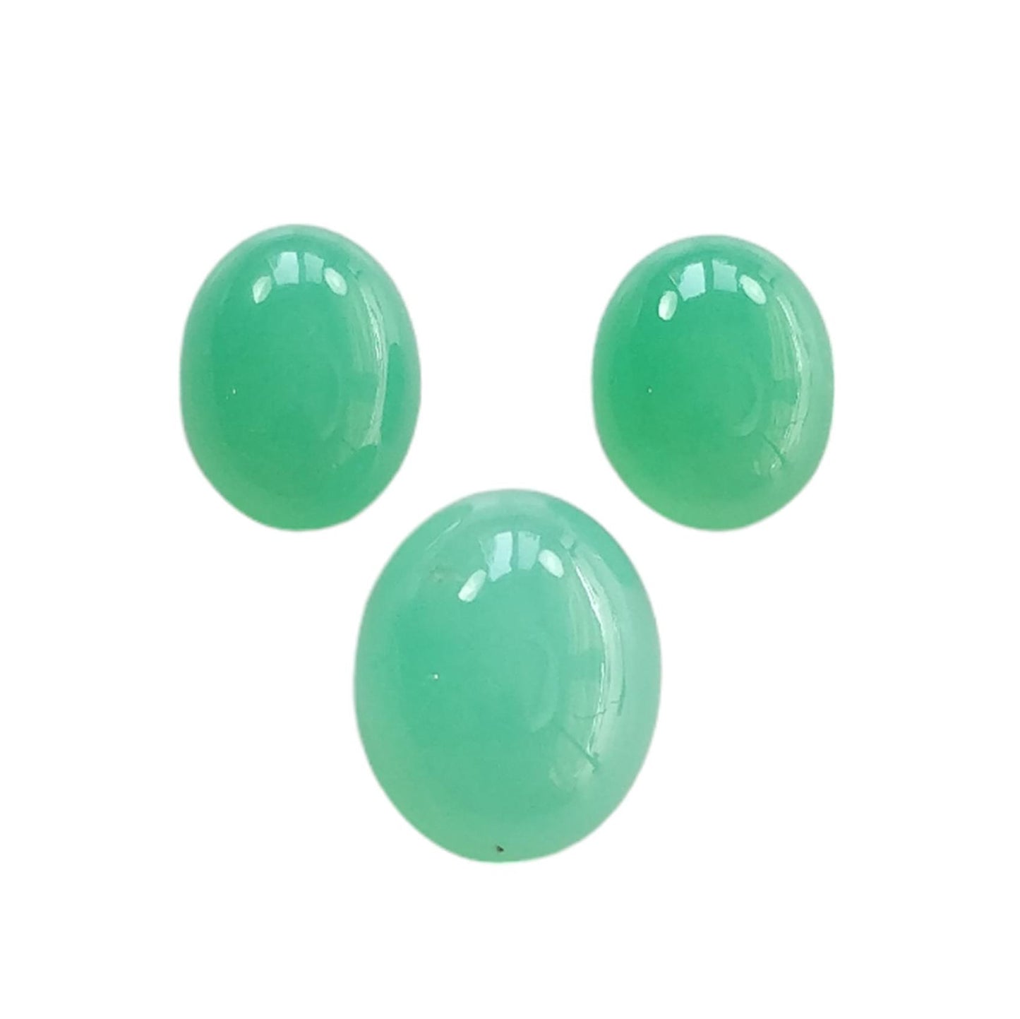GREEN CHRYSOPRASE Gemstone Cabochon : Natural Untreated Unheated Chrysoprase Oval Egg Shape Set