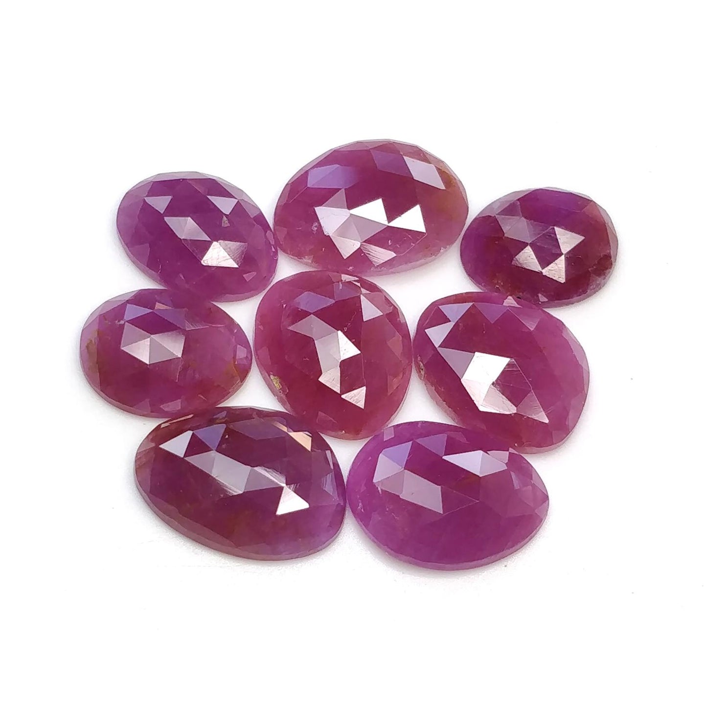 RUBY Gemstone Rose Cut : 63.30cts Natural Untreated Unheated Raspberry Ruby Egg Shape 13*10.5mm - 17*12mm 8pcs Lot