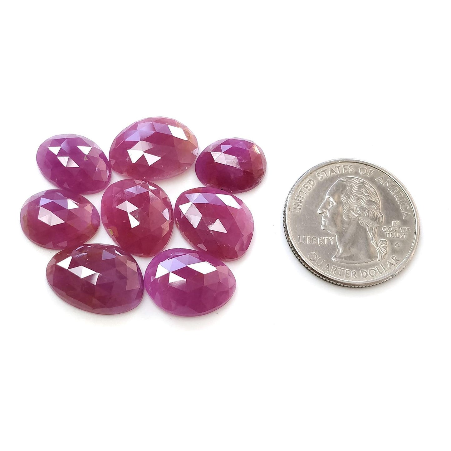 RUBY Gemstone Rose Cut : 63.30cts Natural Untreated Unheated Raspberry Ruby Egg Shape 13*10.5mm - 17*12mm 8pcs Lot