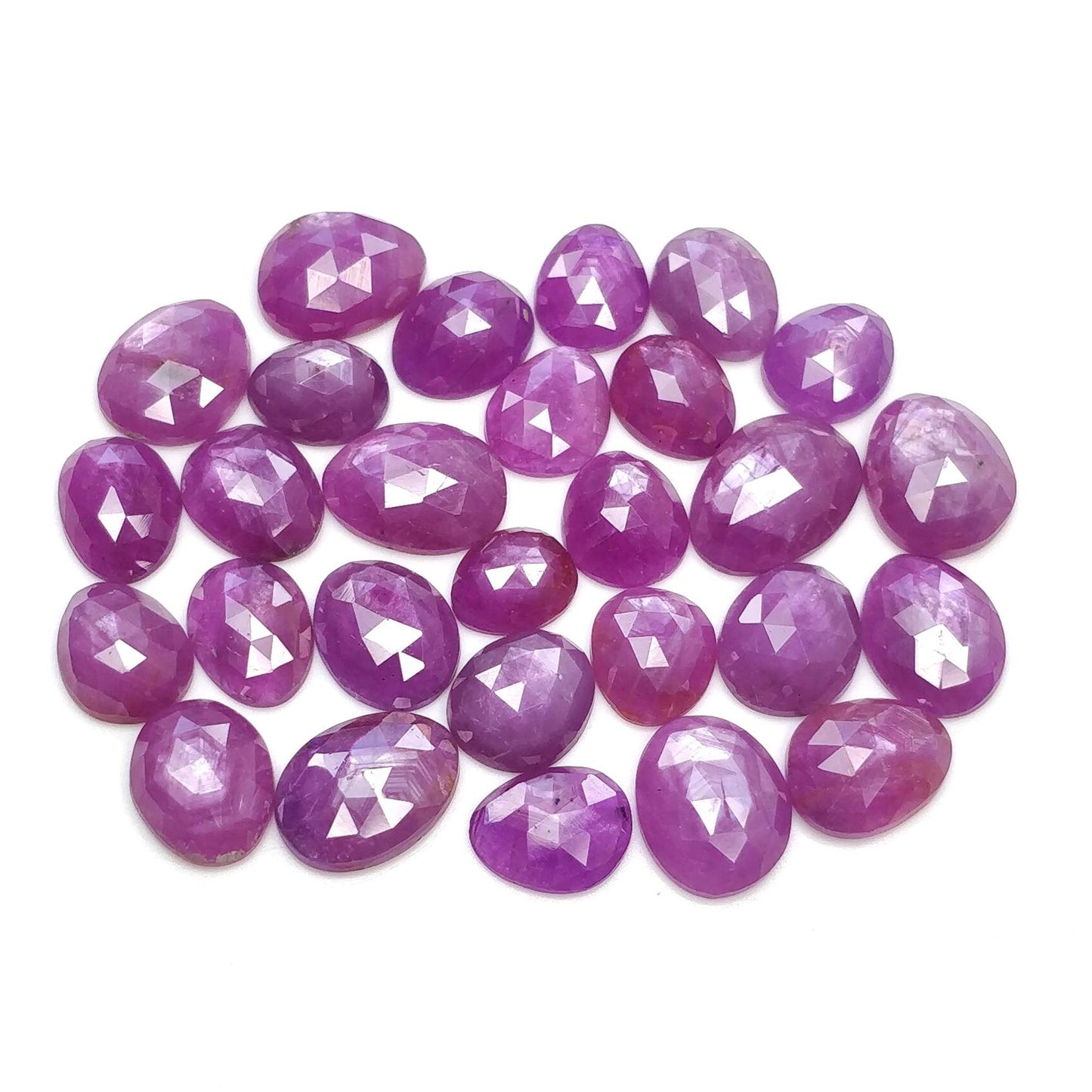 RUBY Gemstone Rose Cut : 96.30cts Natural Untreated Unheated Raspberry Ruby Egg Shape 8.5*7mm - 13.5*9.5mm 28pcs Lot