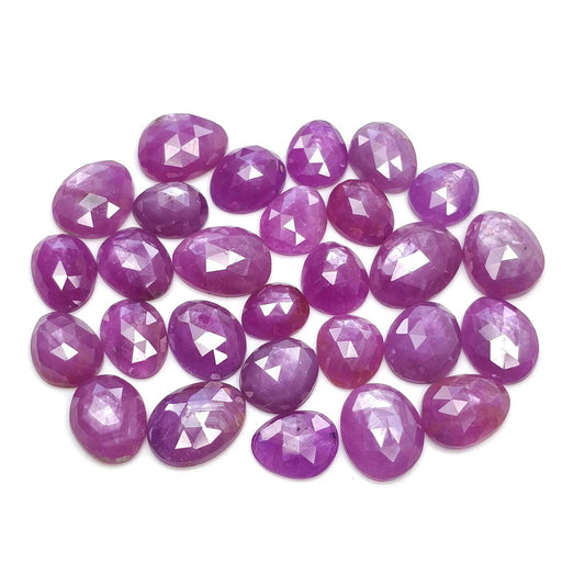 RUBY Gemstone Rose Cut : 96.30cts Natural Untreated Unheated Raspberry Ruby Egg Shape 8.5*7mm - 13.5*9.5mm 28pcs Lot