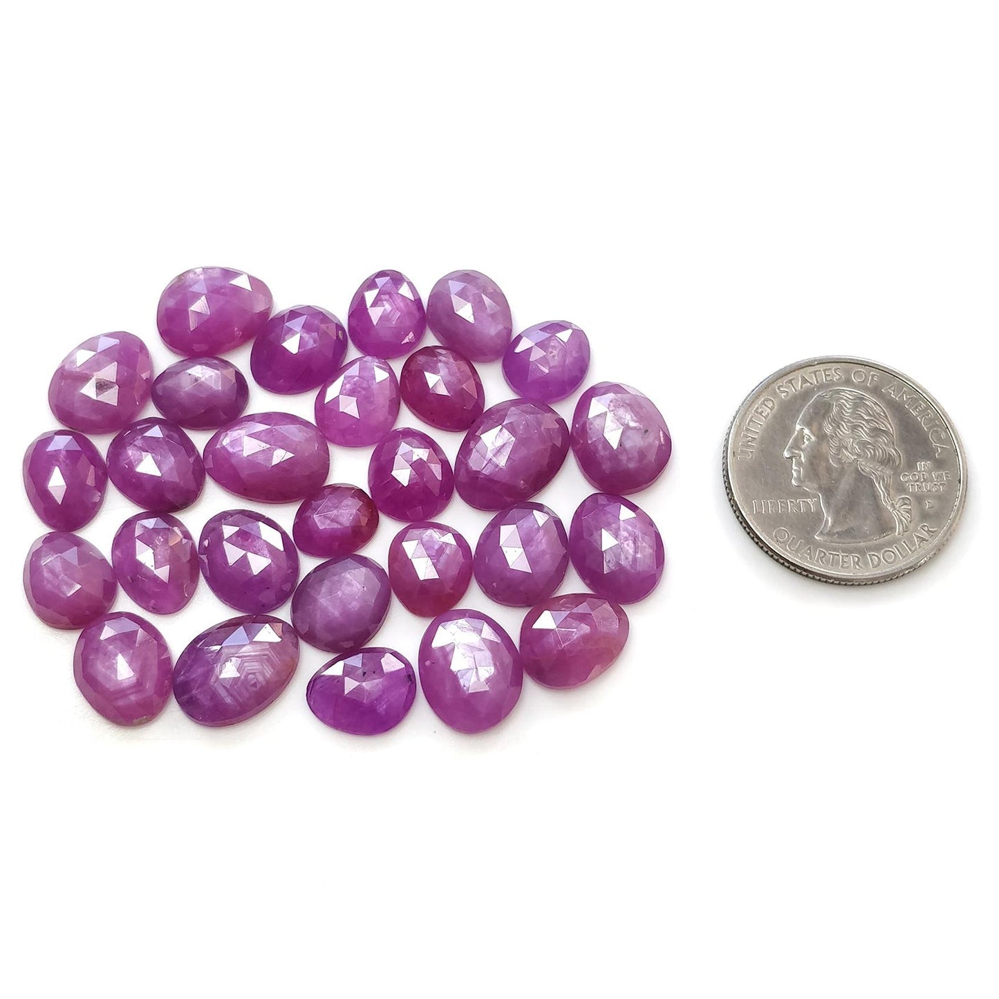 RUBY Gemstone Rose Cut : 96.30cts Natural Untreated Unheated Raspberry Ruby Egg Shape 8.5*7mm - 13.5*9.5mm 28pcs Lot