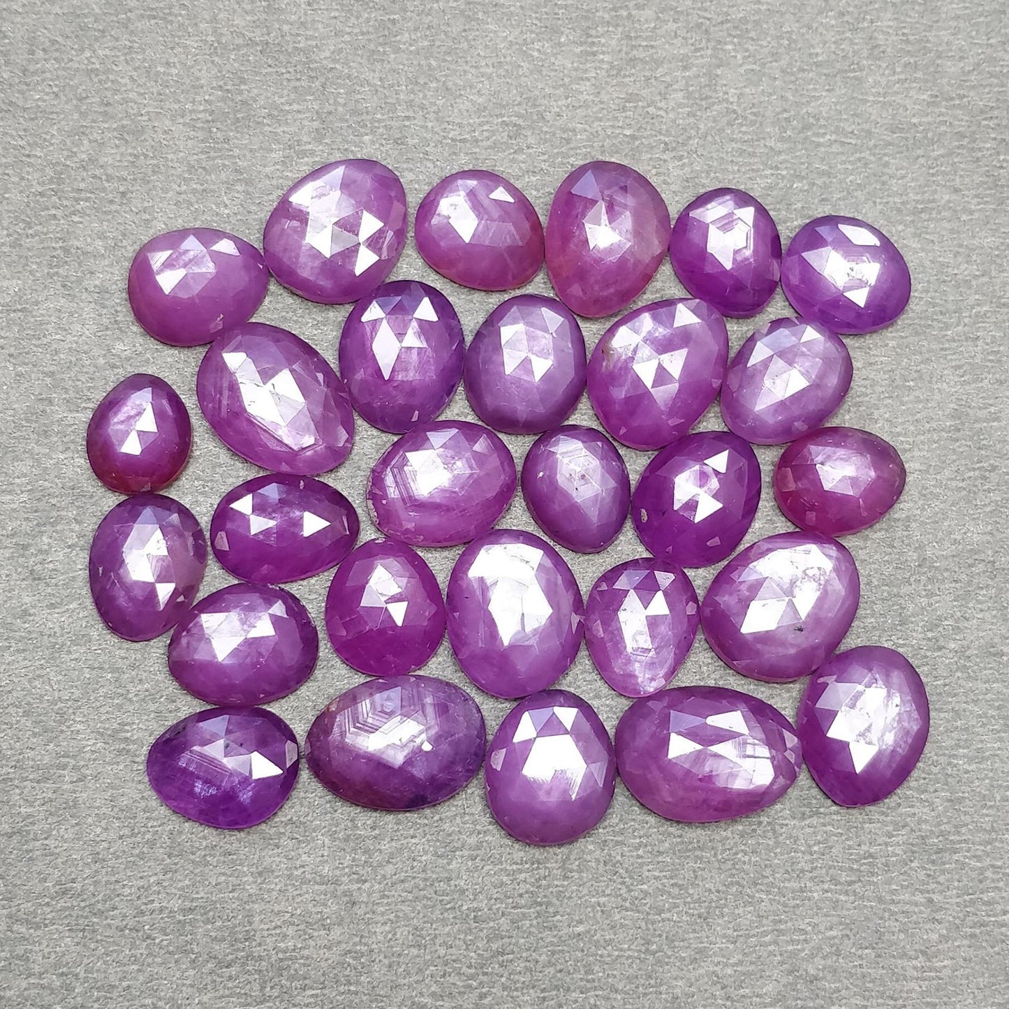 RUBY Gemstone Rose Cut : 96.30cts Natural Untreated Unheated Raspberry Ruby Egg Shape 8.5*7mm - 13.5*9.5mm 28pcs Lot