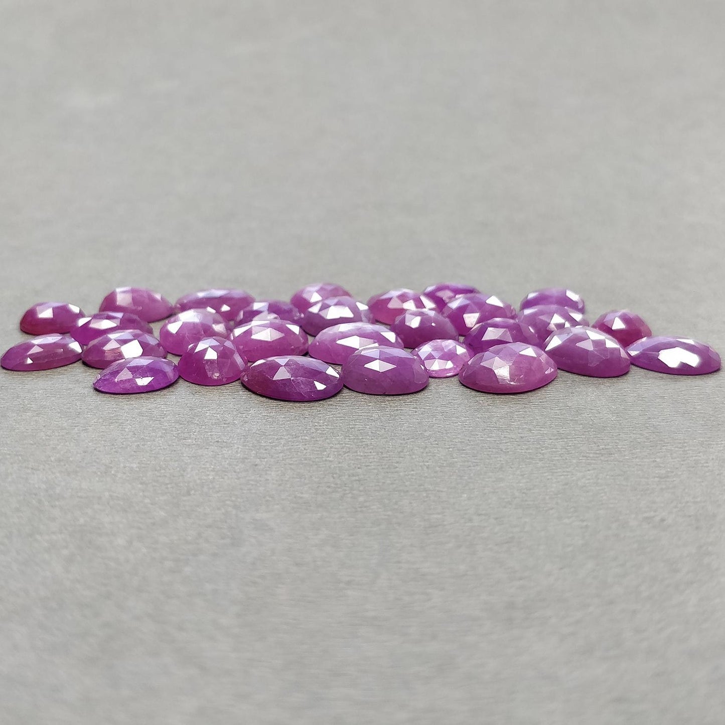 RUBY Gemstone Rose Cut : 96.30cts Natural Untreated Unheated Raspberry Ruby Egg Shape 8.5*7mm - 13.5*9.5mm 28pcs Lot