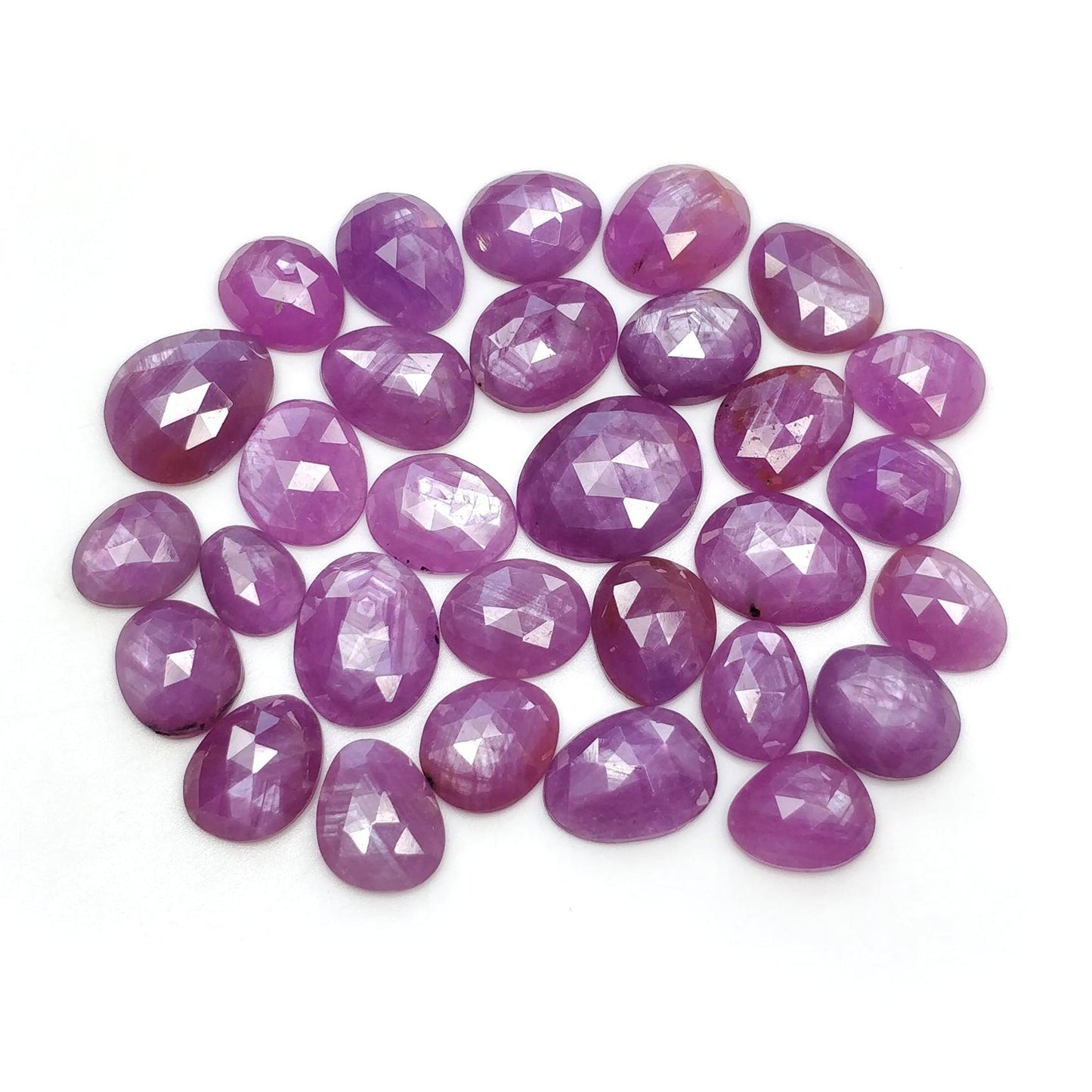 RUBY Gemstone Rose Cut : 101.40cts Natural Untreated Unheated Raspberry Ruby Egg Shape 8*7mm - 14*12mm 30pcs Lot