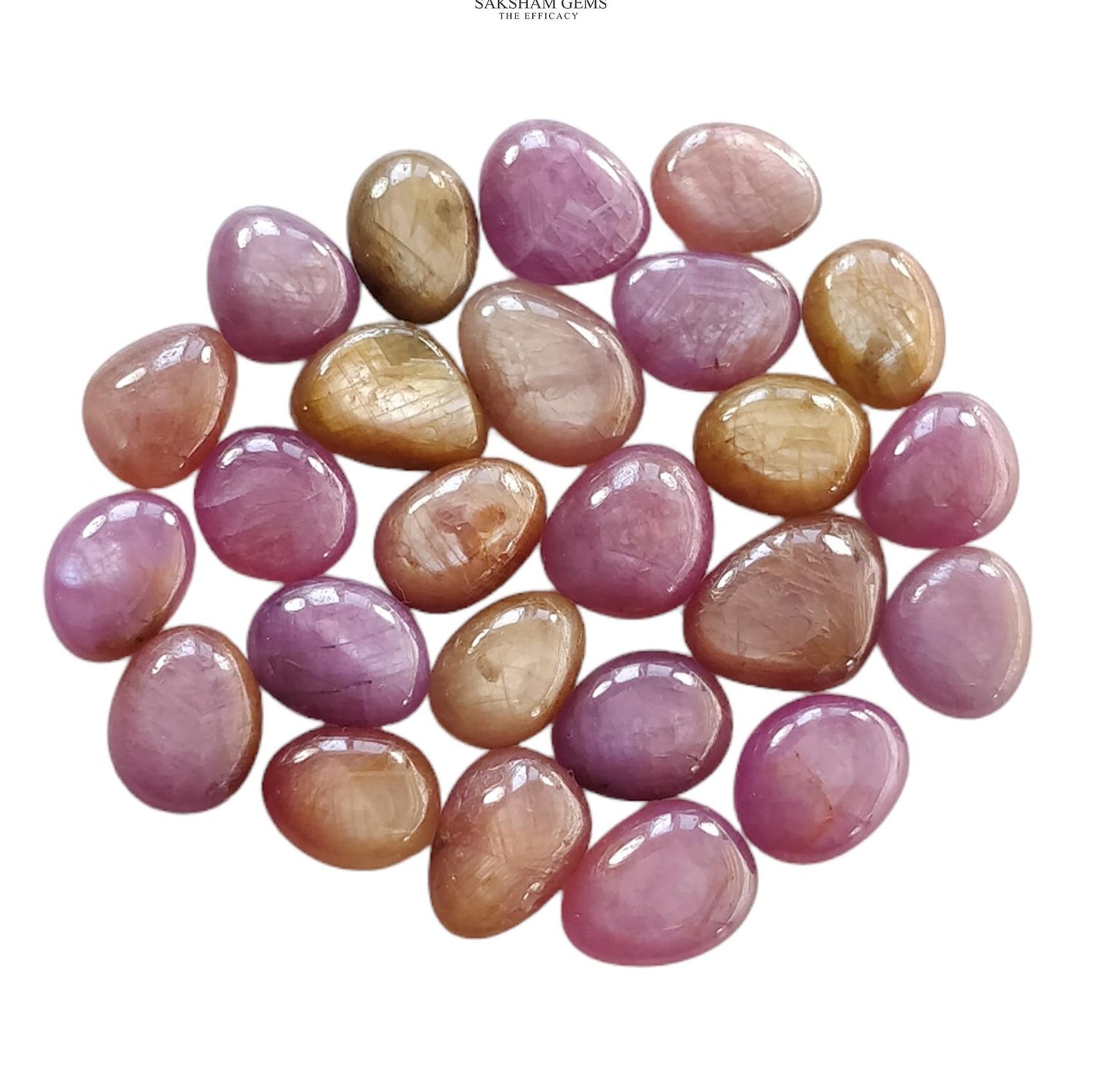 Ruby & Orange Sapphire Gemstone Cabochon : 60.00cts Natural Untreated Raspberry Sheen Ruby Uneven Shape 8.5*8mm - 11*8mm 25pcs