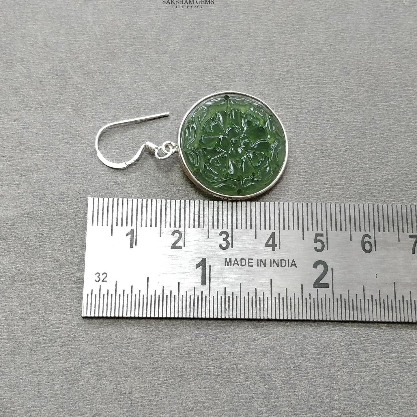 SERPENTINE Gemstone 925 Sterling Silver Earrings : 6.45gms(Approx) Natural Untreated Drop Dangle Round Shape Hook Earrings 1.75"