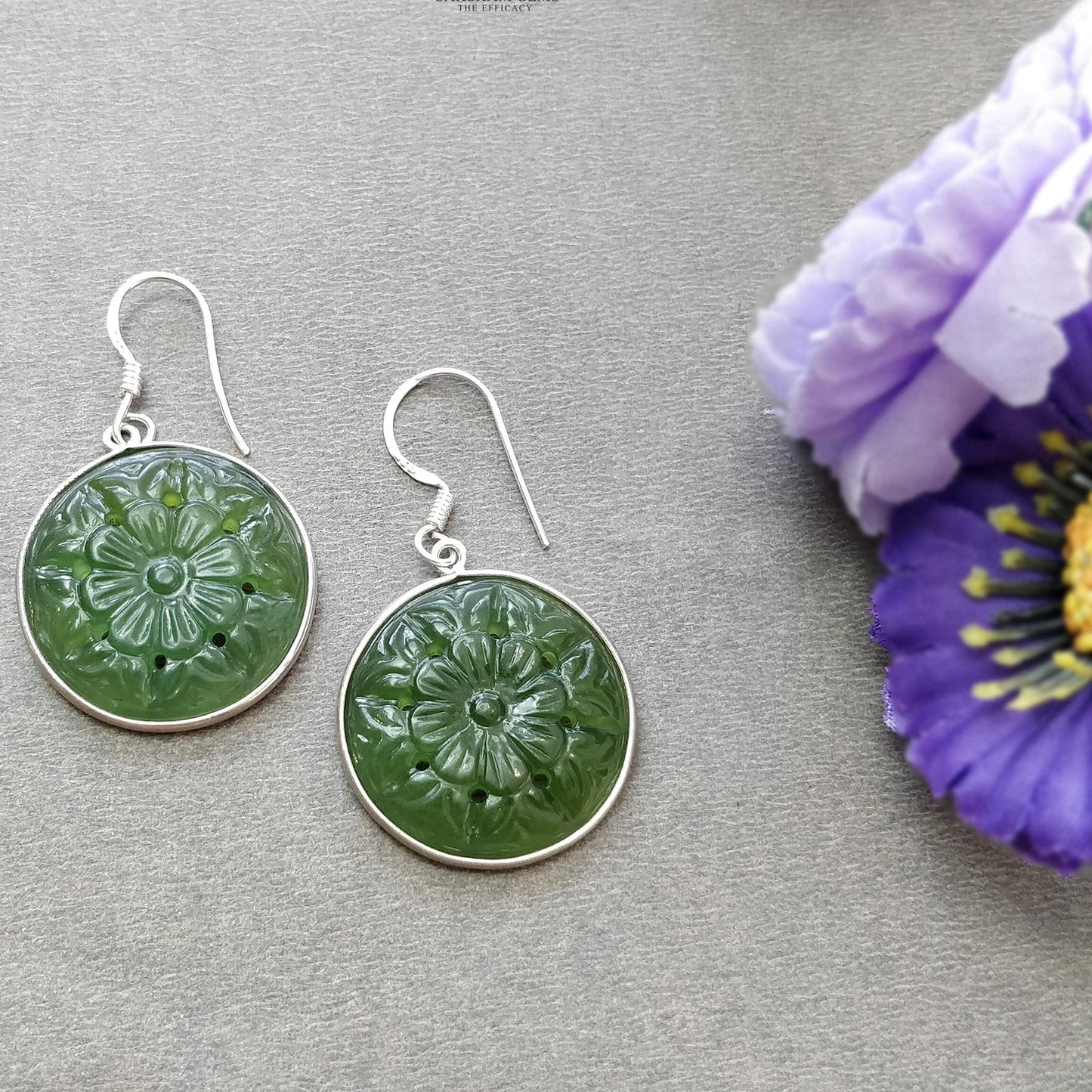 SERPENTINE Gemstone 925 Sterling Silver Earrings : 8.80gms Natural Untreated Drop Dangle Round Shape Hook Earrings 1.60"