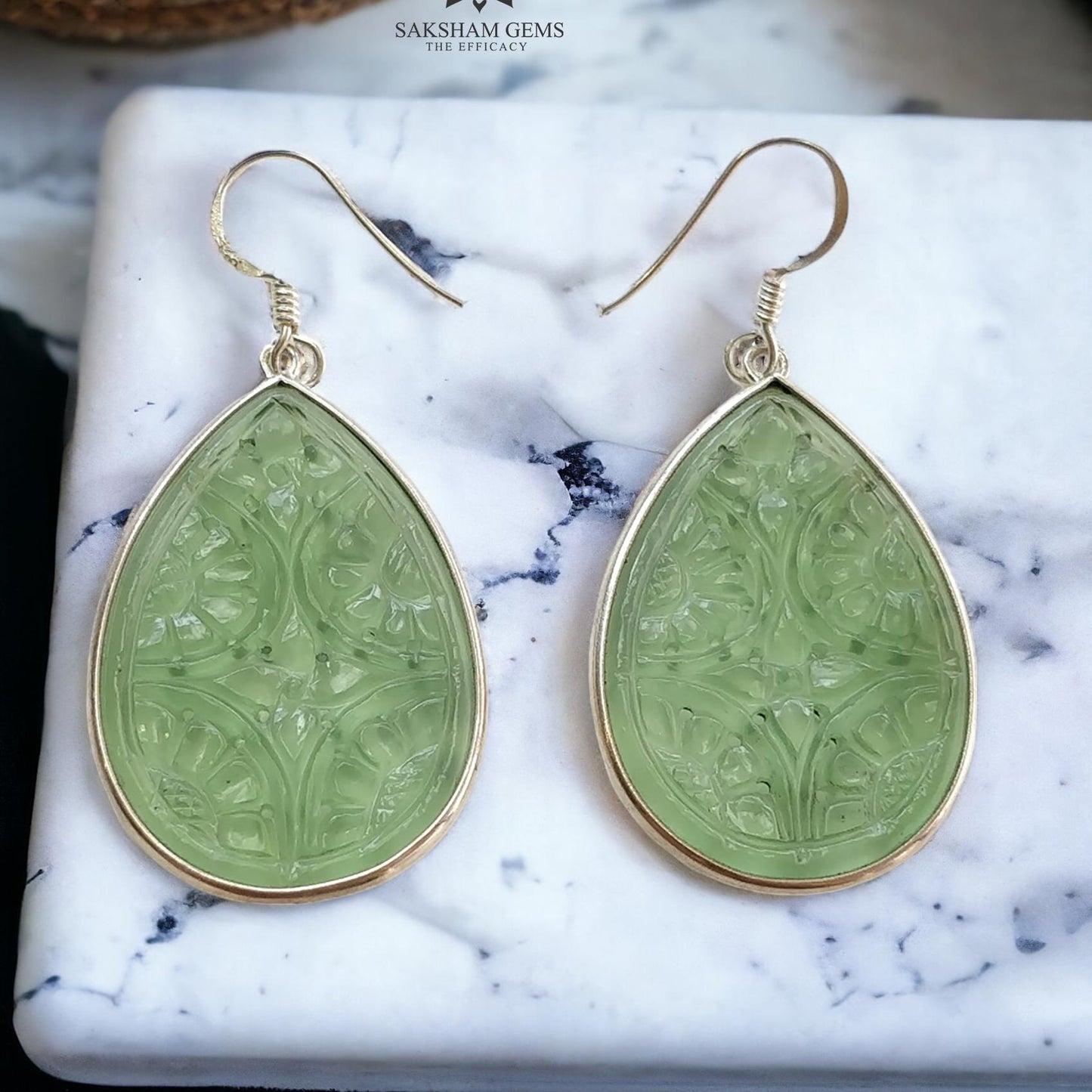 SERPENTINE Gemstone 925 Sterling Silver Earrings : 9.00gms Natural Untreated Drop Dangle Pear Shape Hook Earrings 2"