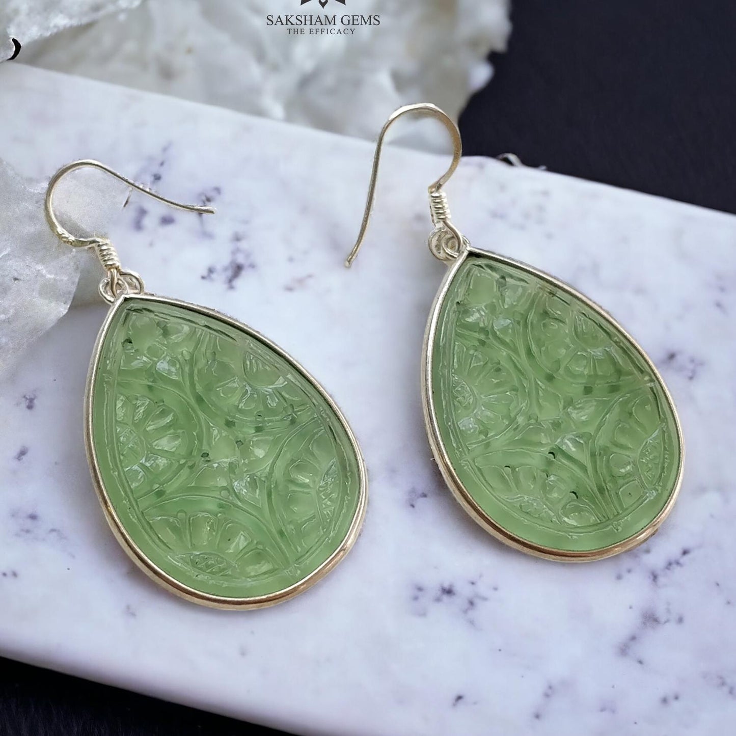 SERPENTINE Gemstone 925 Sterling Silver Earrings : 9.00gms Natural Untreated Drop Dangle Pear Shape Hook Earrings 2"
