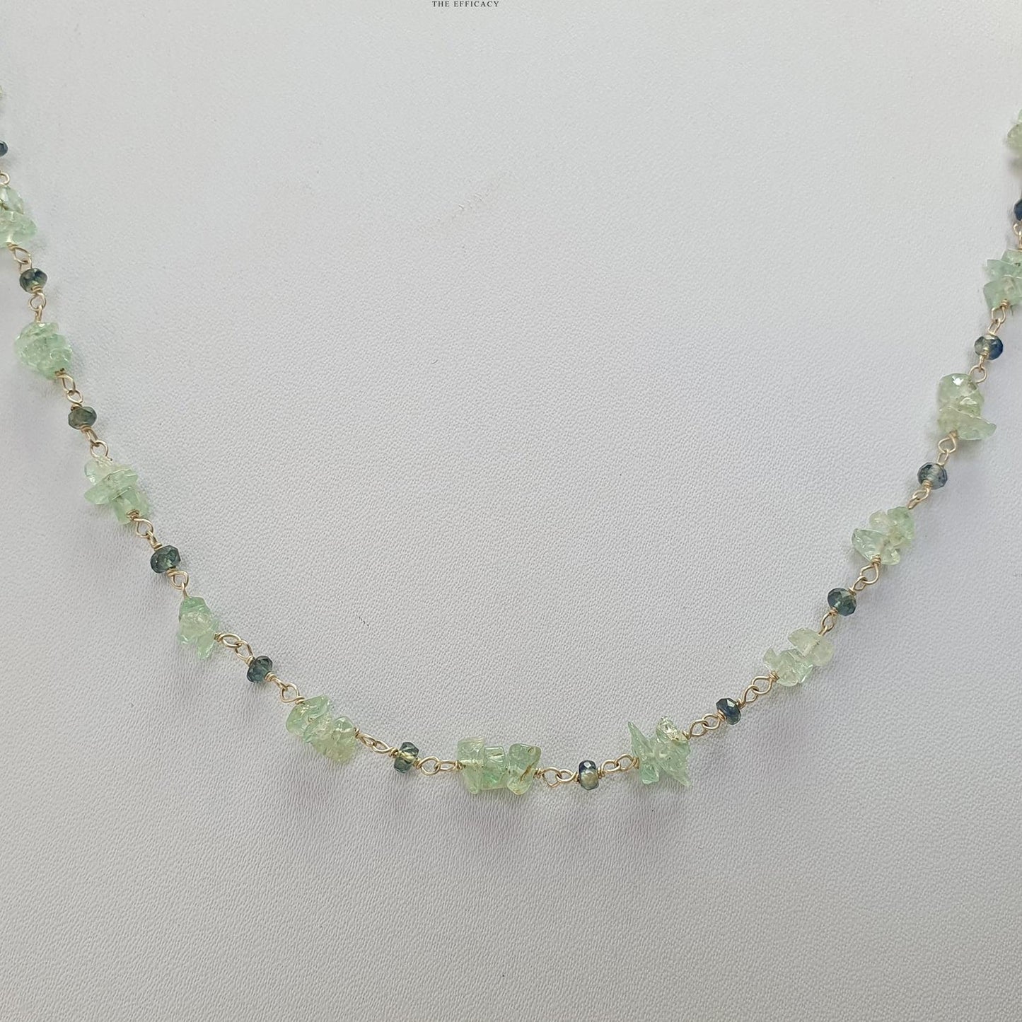 925 Sterling Silver Green Emerald And Blue Sapphire Gemstones Uncut Beads Chain NECKLACE 7.70gms Natural Beaded Necklace 16"