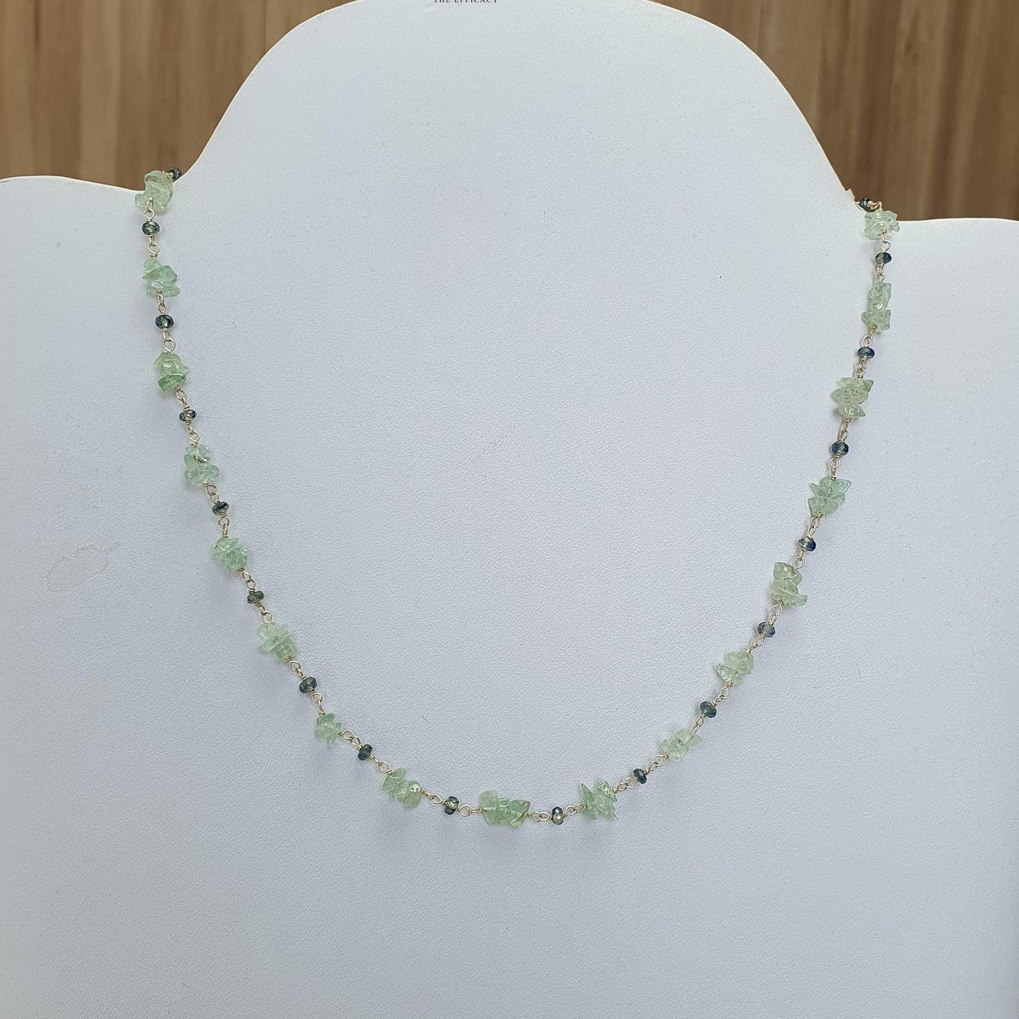 925 Sterling Silver Green Emerald And Blue Sapphire Gemstones Uncut Beads Chain NECKLACE 7.70gms Natural Beaded Necklace 16"