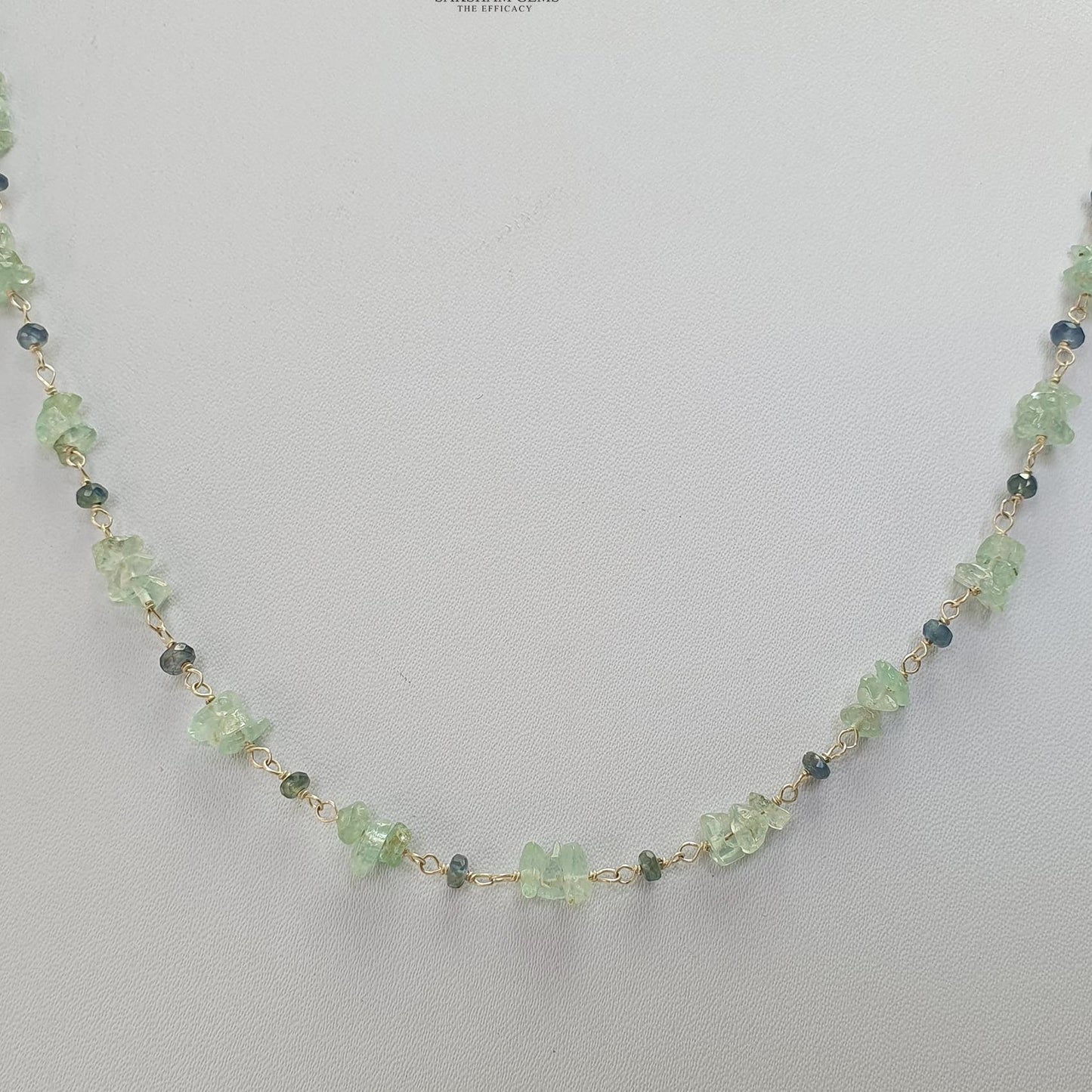 925 Sterling Silver Green Emerald And Blue Sapphire Gemstones Chain NECKLACE 8.00gms Natural Uncut Beads Necklace 17"