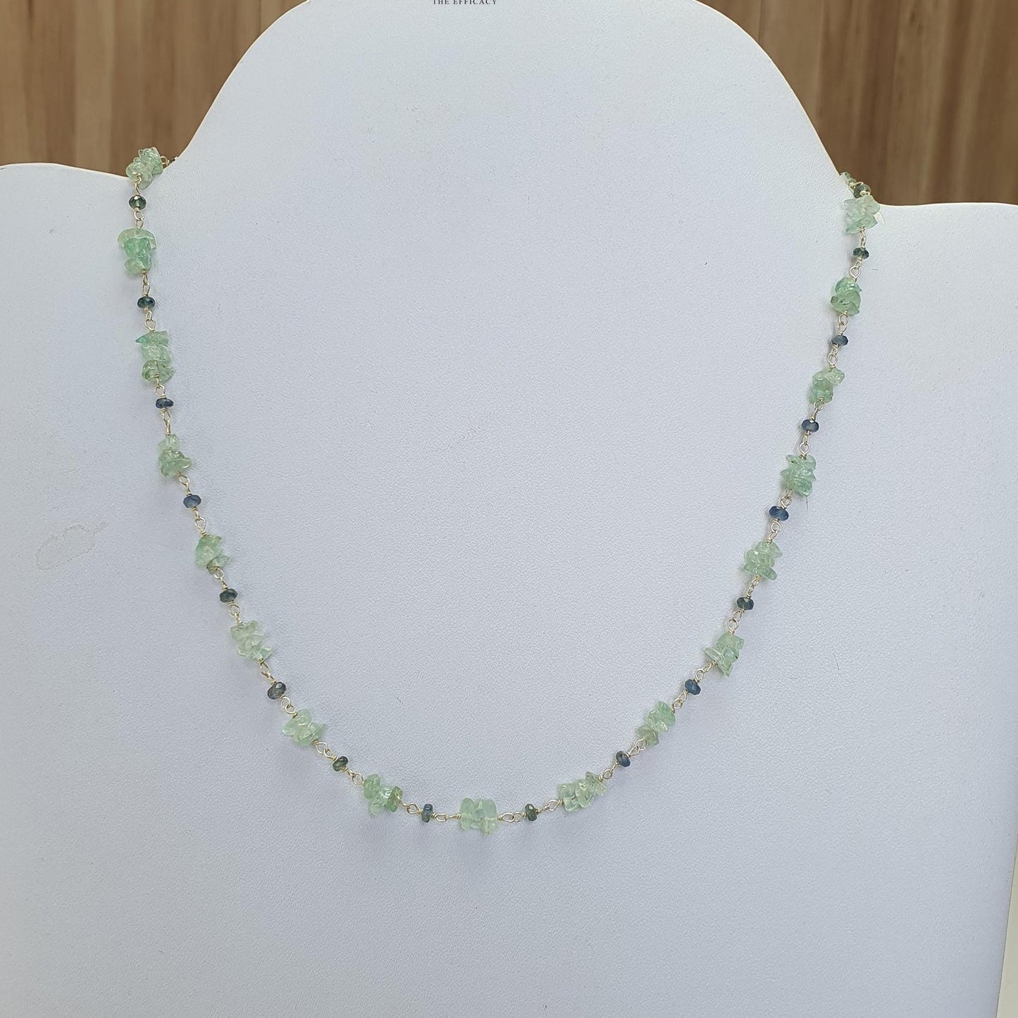 925 Sterling Silver Green Emerald And Blue Sapphire Gemstones Chain NECKLACE 8.00gms Natural Uncut Beads Necklace 17"