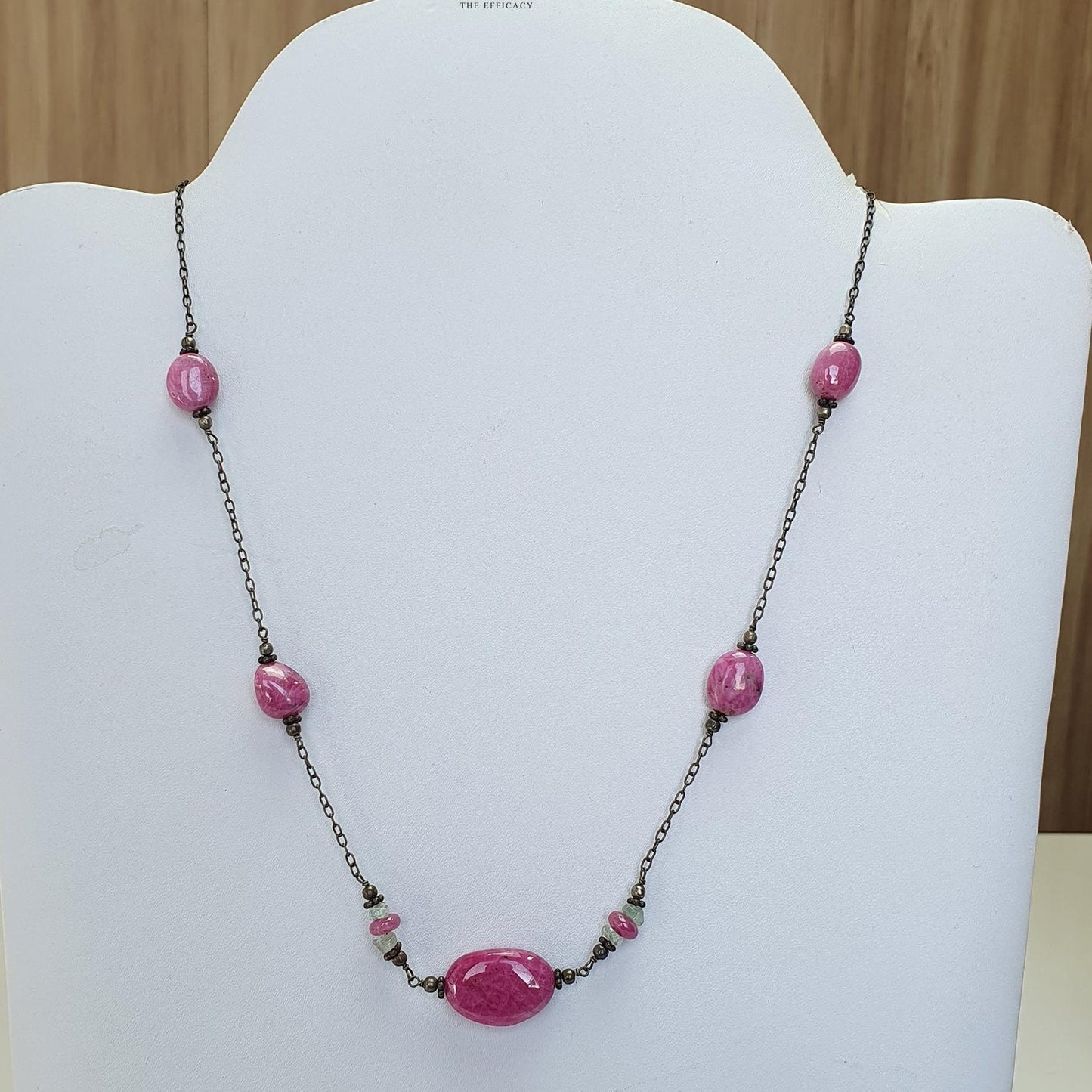 RUBY & EMERALD Gemstone 925 Sterling Silver Beaded Necklace : 17.41gms Natural Zoisite Ruby Untreated Plain Beaded Necklace 16"