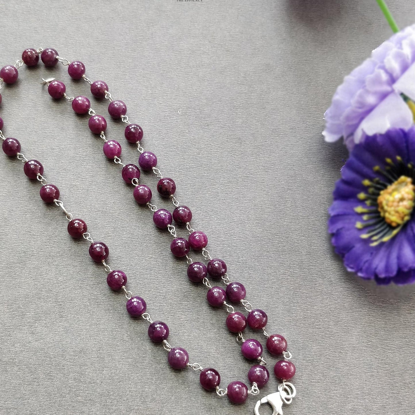 RUBY Gemstone With 925 Sterling Silver Beaded NECKLACE : 17.76gms Natural Untreated Plain Round Shape Beaded Necklace 17"