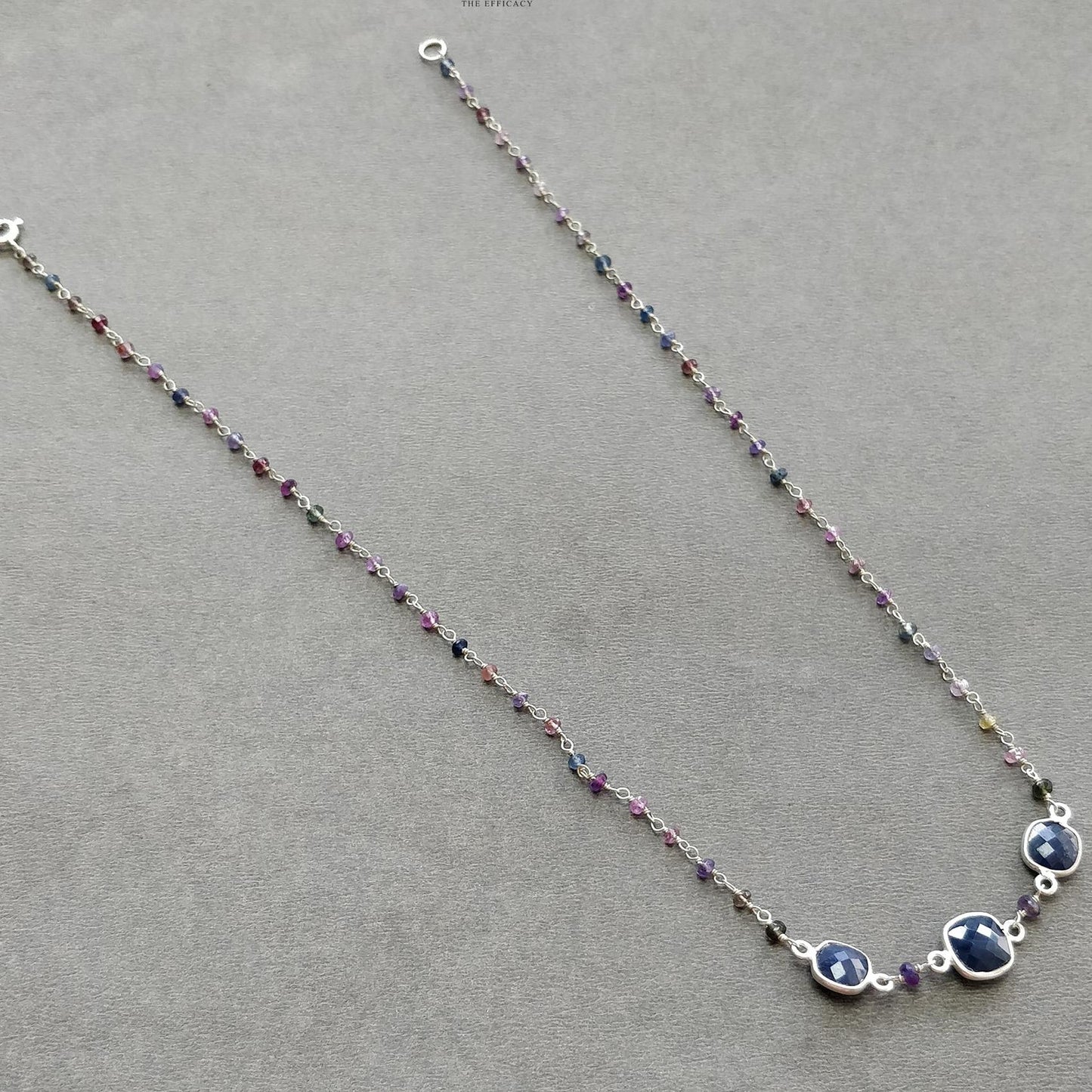 925 Sterling Silver Jewelry : 9.05gms Natural Untreated Blue & Multi SAPPHIRE Gemstone Beads Necklace Drop Dangle Earring Jewelry Set